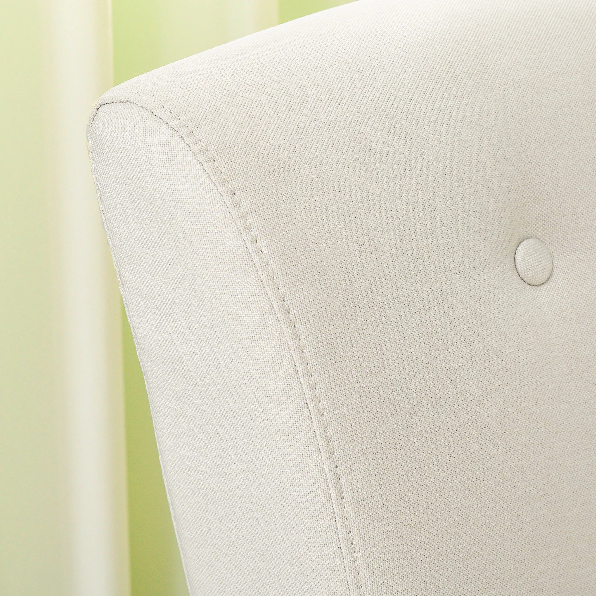 Tufted Accent Armchair with Wood Legs & Thick Padding, Cream White - Image 10