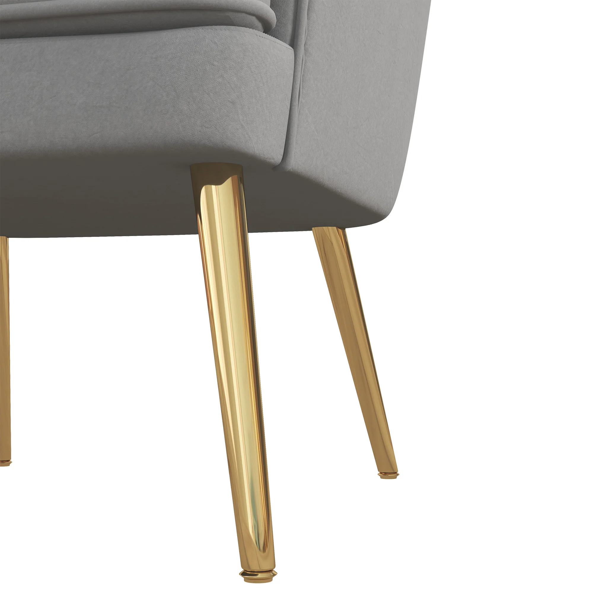 Velvet Accent Chair with Gold Metal Legs & Thick Padding, Grey - Image 11