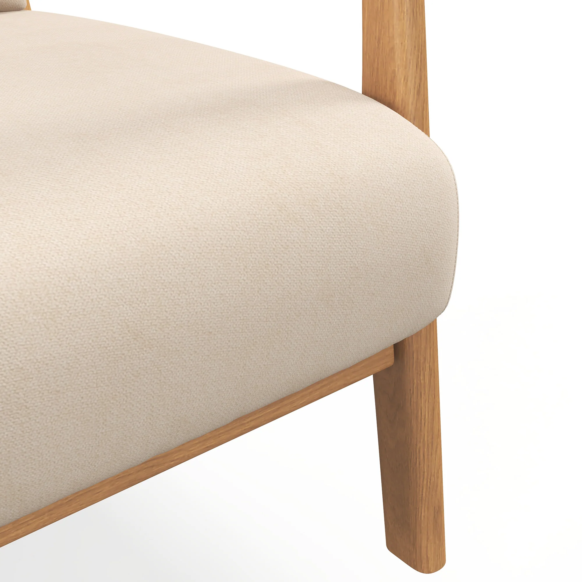 Fabric Accent Chair, Velvet Armchair, Retro Living Room Chair with Wood Legs and Thick Padding for Bedroom, Beige - Image 11