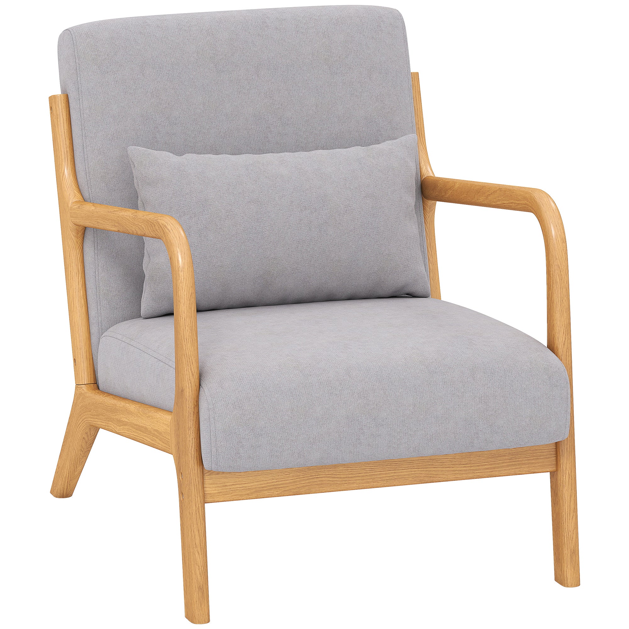 Fabric Accent Chair, Velvet Armchair, Retro Living Room Chair with Wood Legs and Thick Padding for Bedroom, Grey - Image 12
