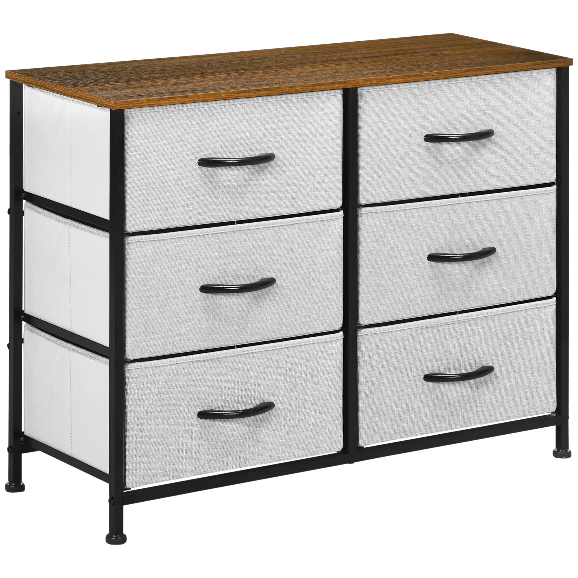 Storage Chest of Drawers with 6 Fabric Drawers, Steel Frame & Wooden Top, Grey - Image 12