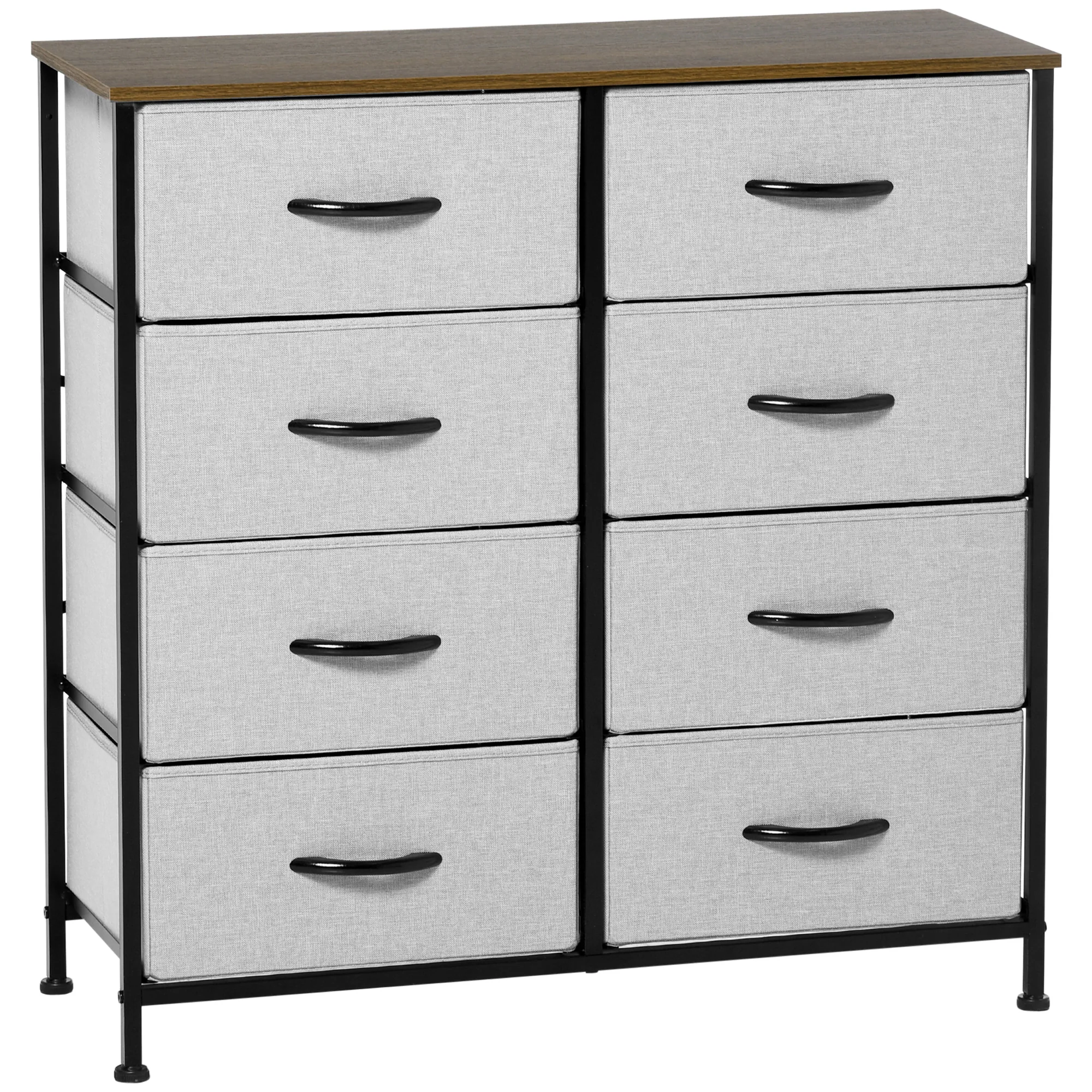 Storage Chest of Drawers with 8 Fabric Drawers, Steel Frame & Wooden Top, Grey - Image 12