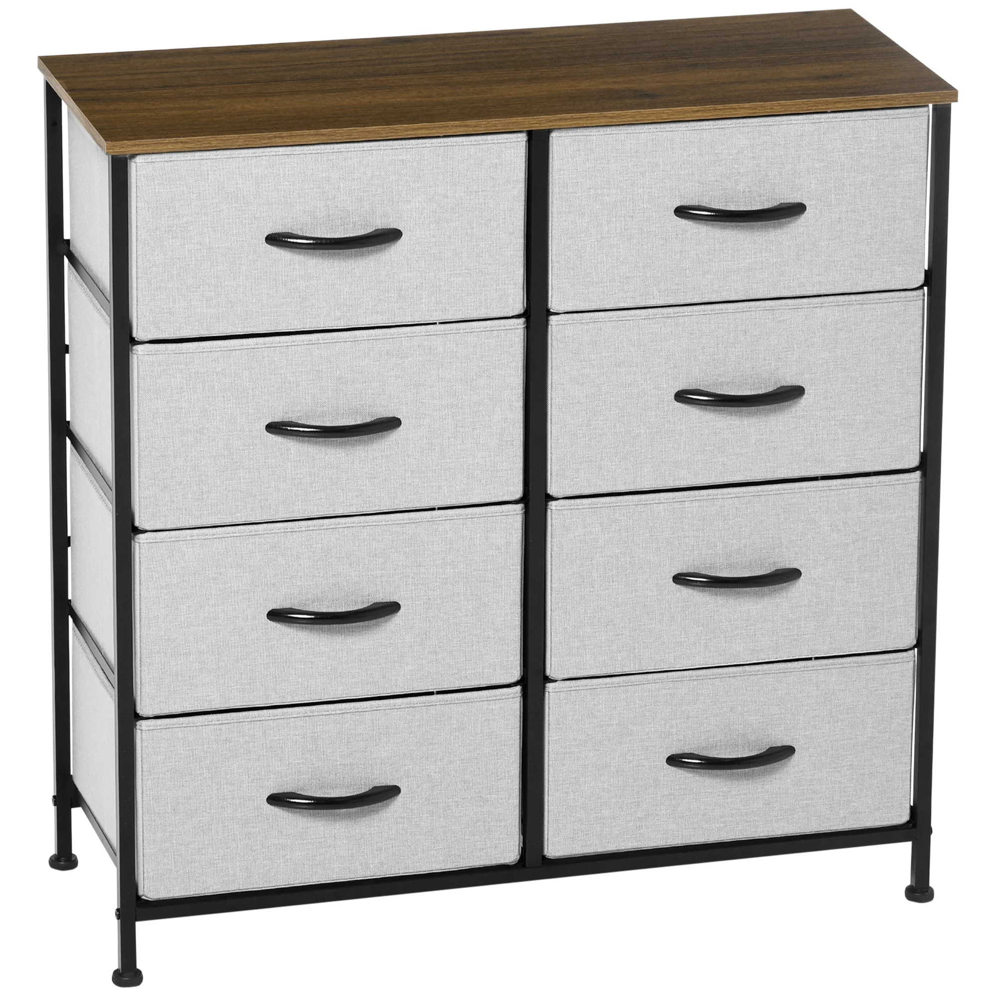 Storage Chest of Drawers with 8 Fabric Drawers, Steel Frame & Wooden Top, Grey - Image 2
