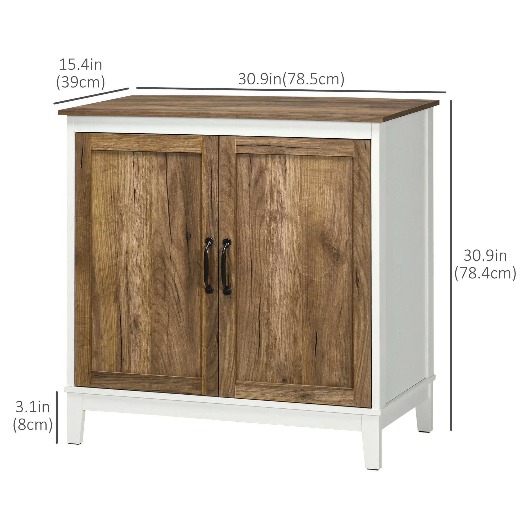 Farmhouse Sideboard with Double Doors & Shelves, Dark Oak - Image 5