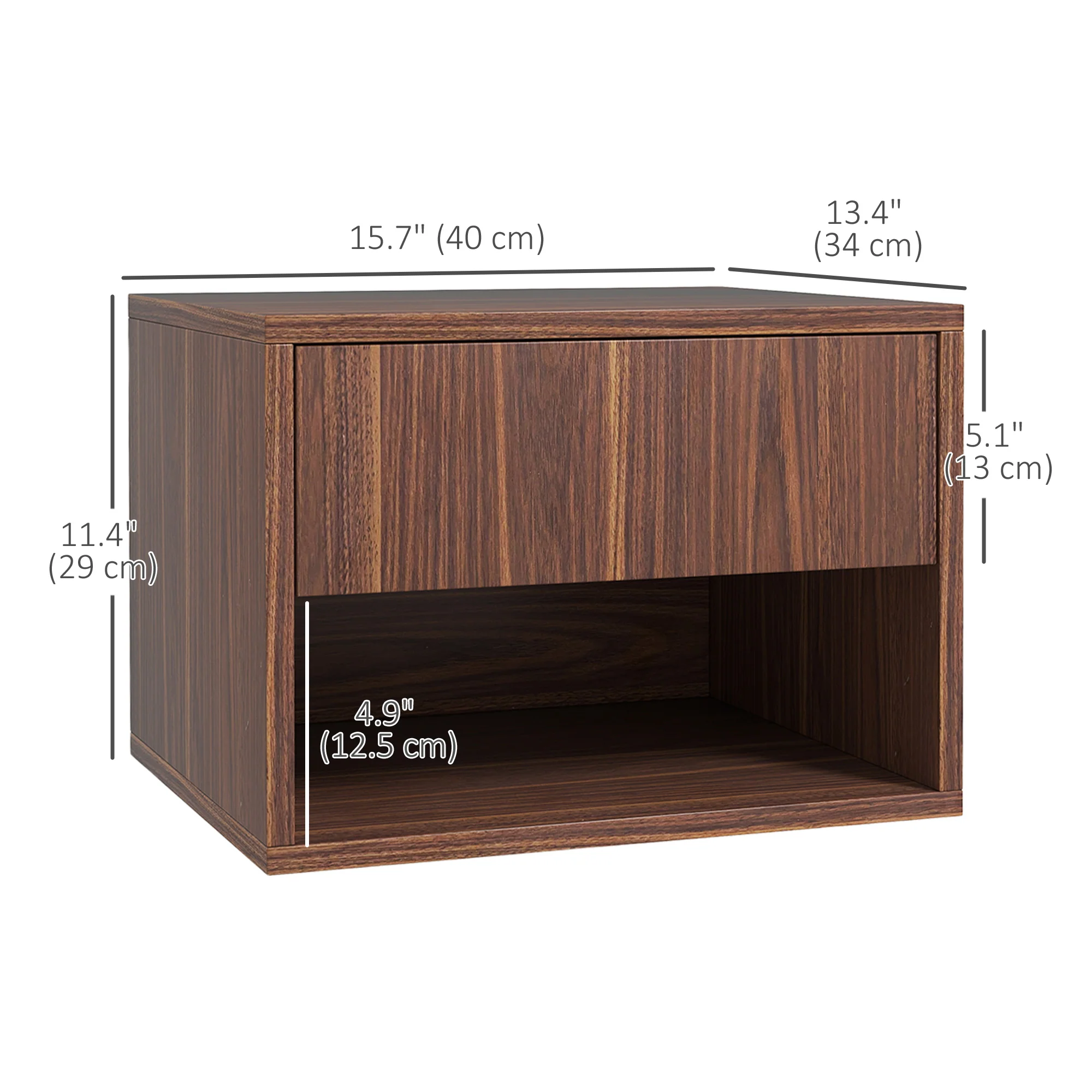 Floating Nightstand Set of 2, Wall Mounted Bedside Table with Drawer for Bedroom, Brown - Image 5