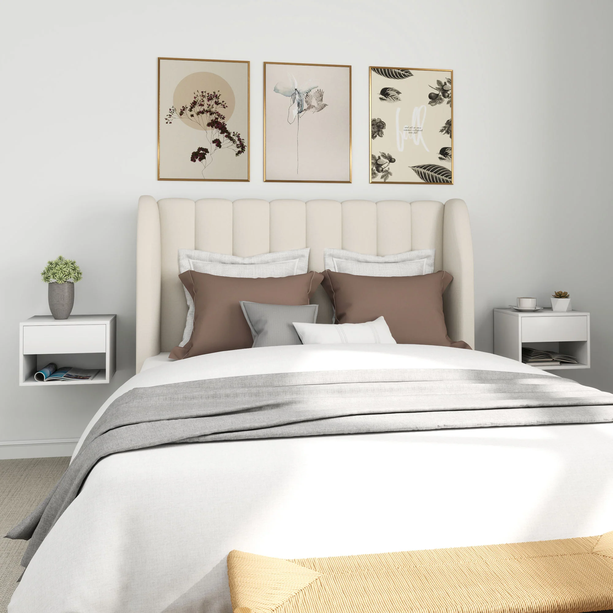 Floating Nightstand Set of 2, Wall Mounted Bedside Table with Drawer for Bedroom, White - Image 4