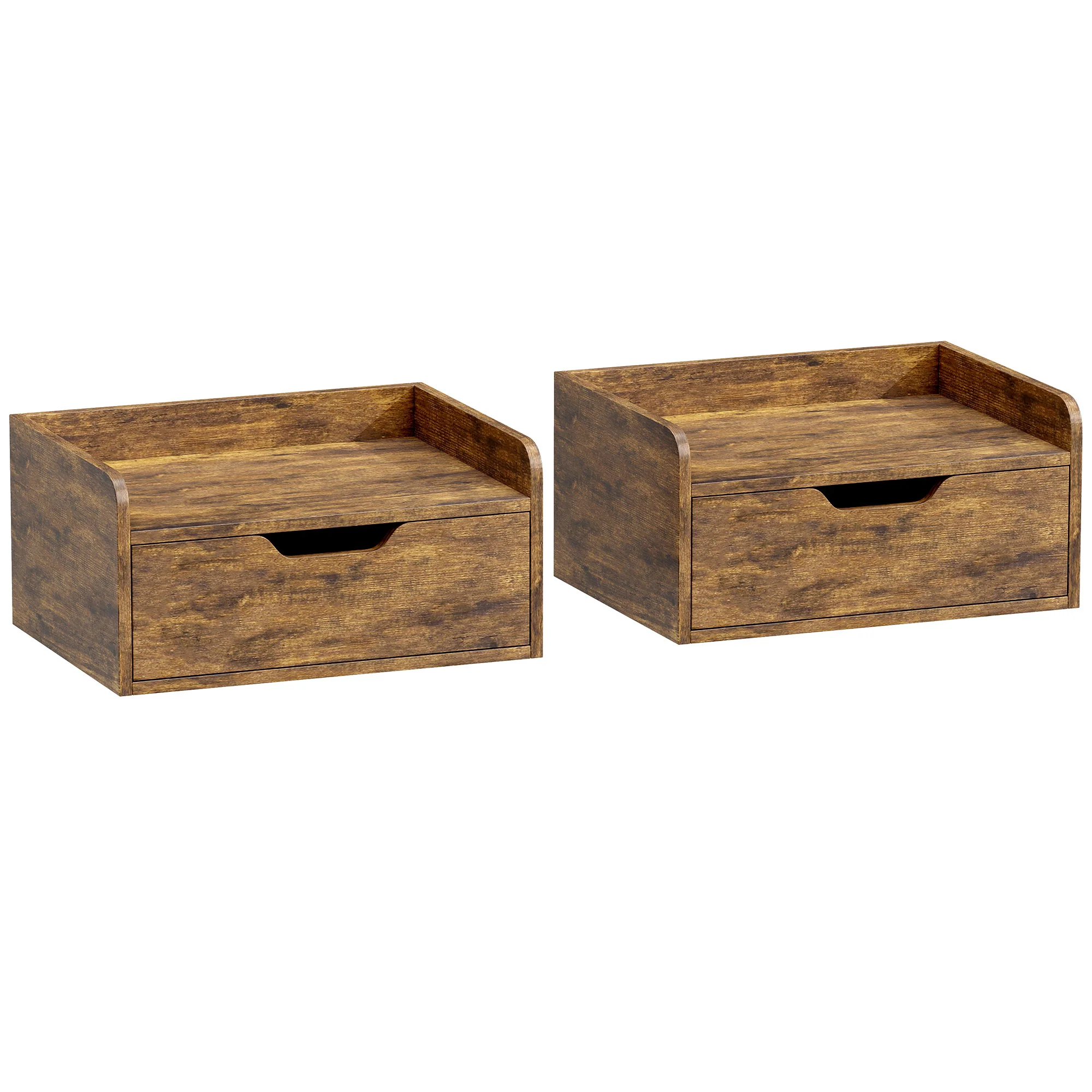 Floating Nightstands Set of 2, Wall Mounted Bedside Table with Storage Drawer for Bedroom, Rustic Brown - Image 12