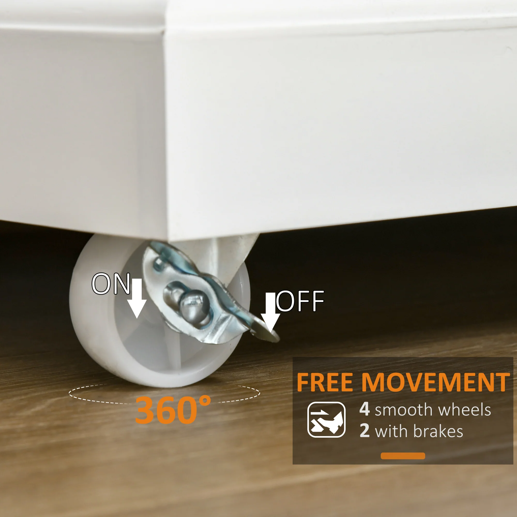 Foldable Kitchen Island on Wheels with Drop Leaf Wood Top, White - Image 9
