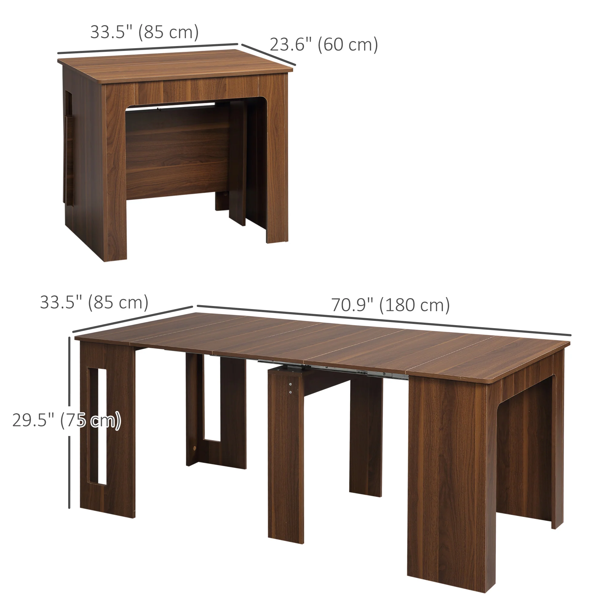 Foldable Extendable Dining Table for 6 People, Light Brown - Image 5