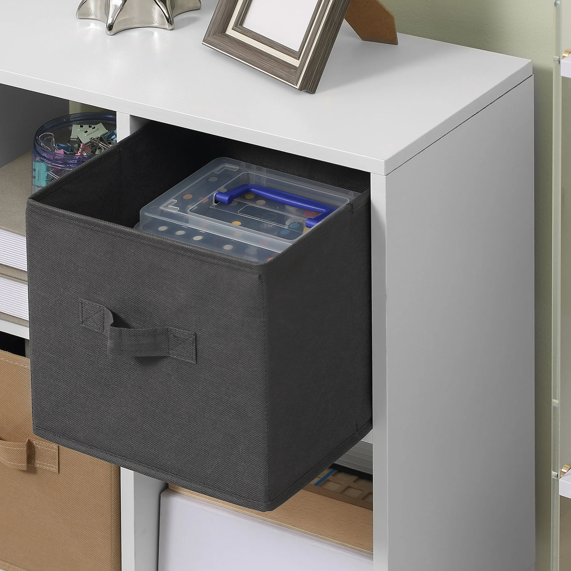 Freestanding 6 Cube Storage Cabinet Unit with 3 Cloth Drawers, Modern Organisation Shelves - Image 10