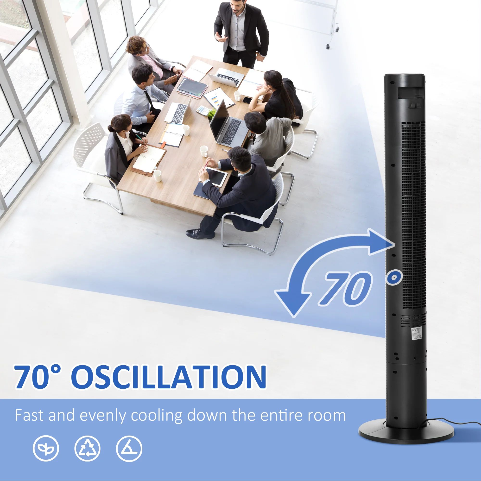 Freestanding Tower Fan Cooling for Home with 3 Speed & Remote Controller, Black - Image 7