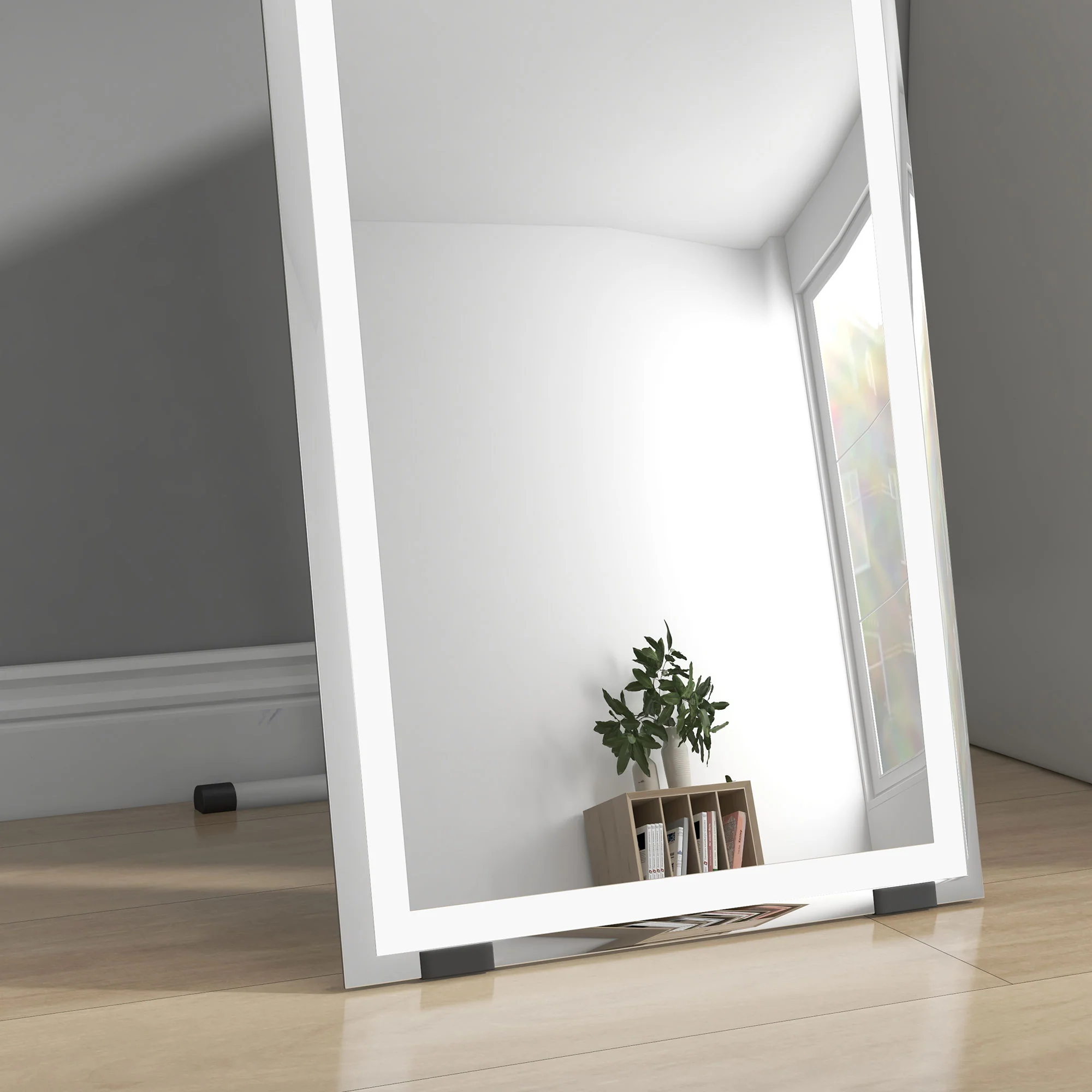 Full Length Mirror with LED Lights, Freestanding Floor Mirror, Wall Mounted or Leaning, White - Image 11
