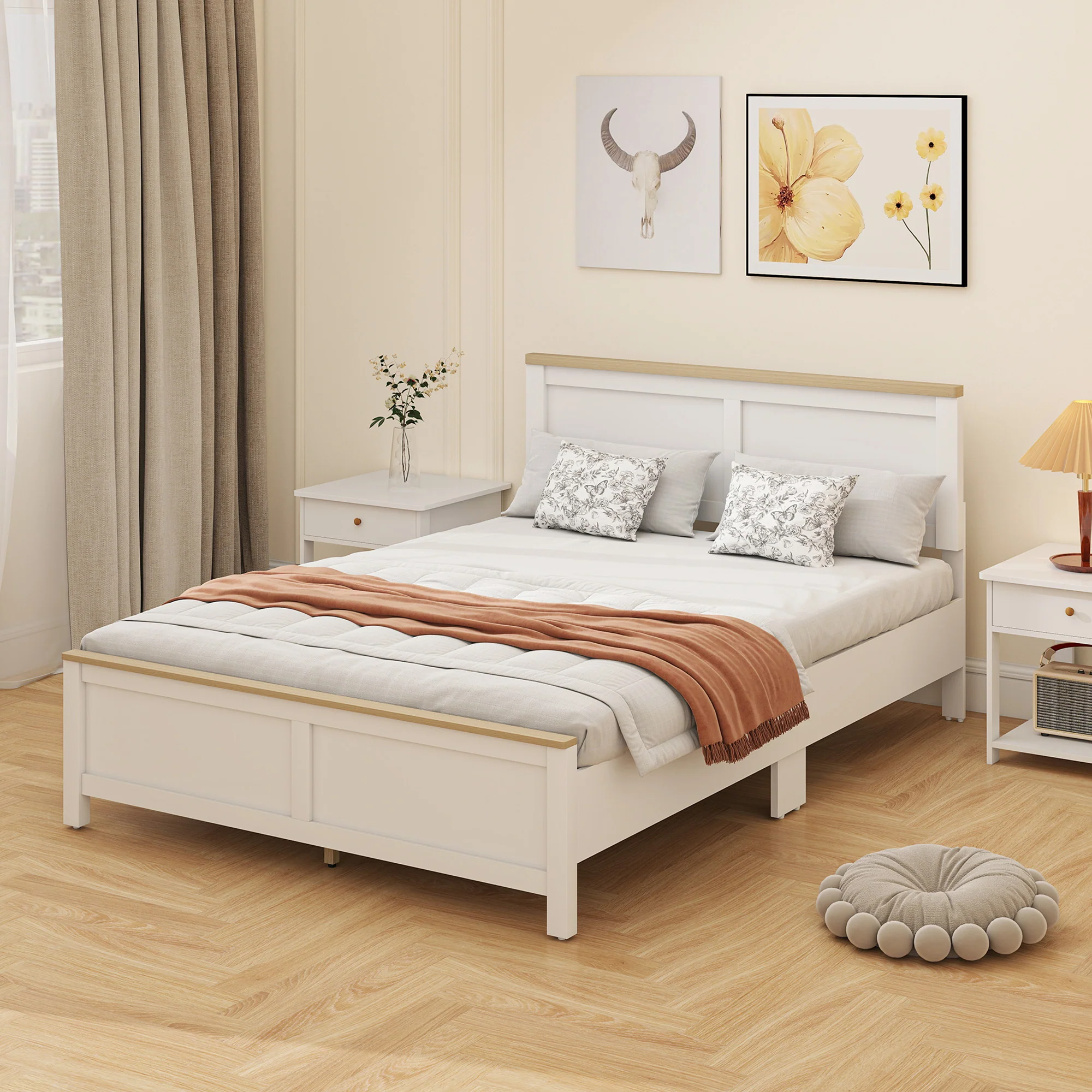 Full Size Platform Bed Frame with Headboard and Footboard, Storage & Easy Assembly, White - Image 8