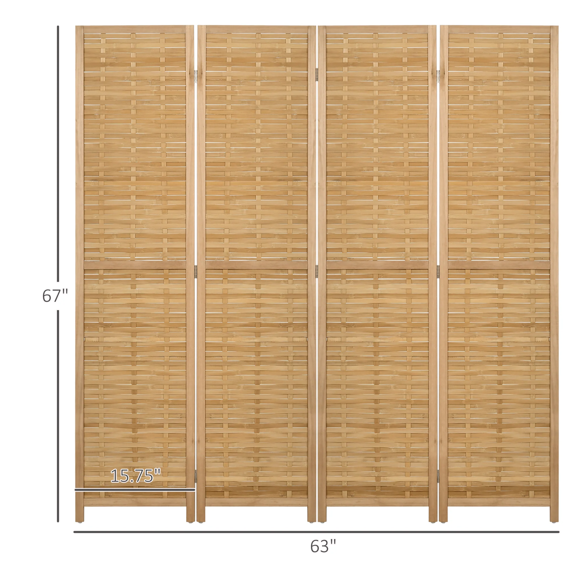 Hand Woven Room Divider 4 Panel Bamboo Folding Privacy Screen for Home Office 47.25"x67" - Image 5