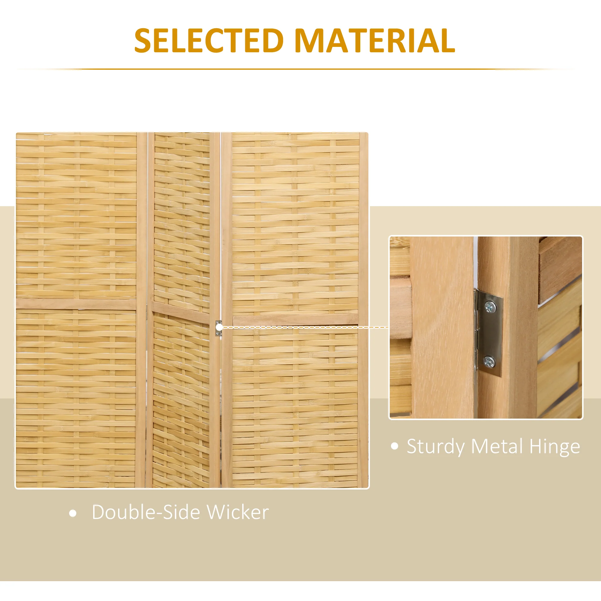 Hand Woven Room Divider 4 Panel Bamboo Folding Privacy Screen for Home Office 47.25"x67" - Image 7