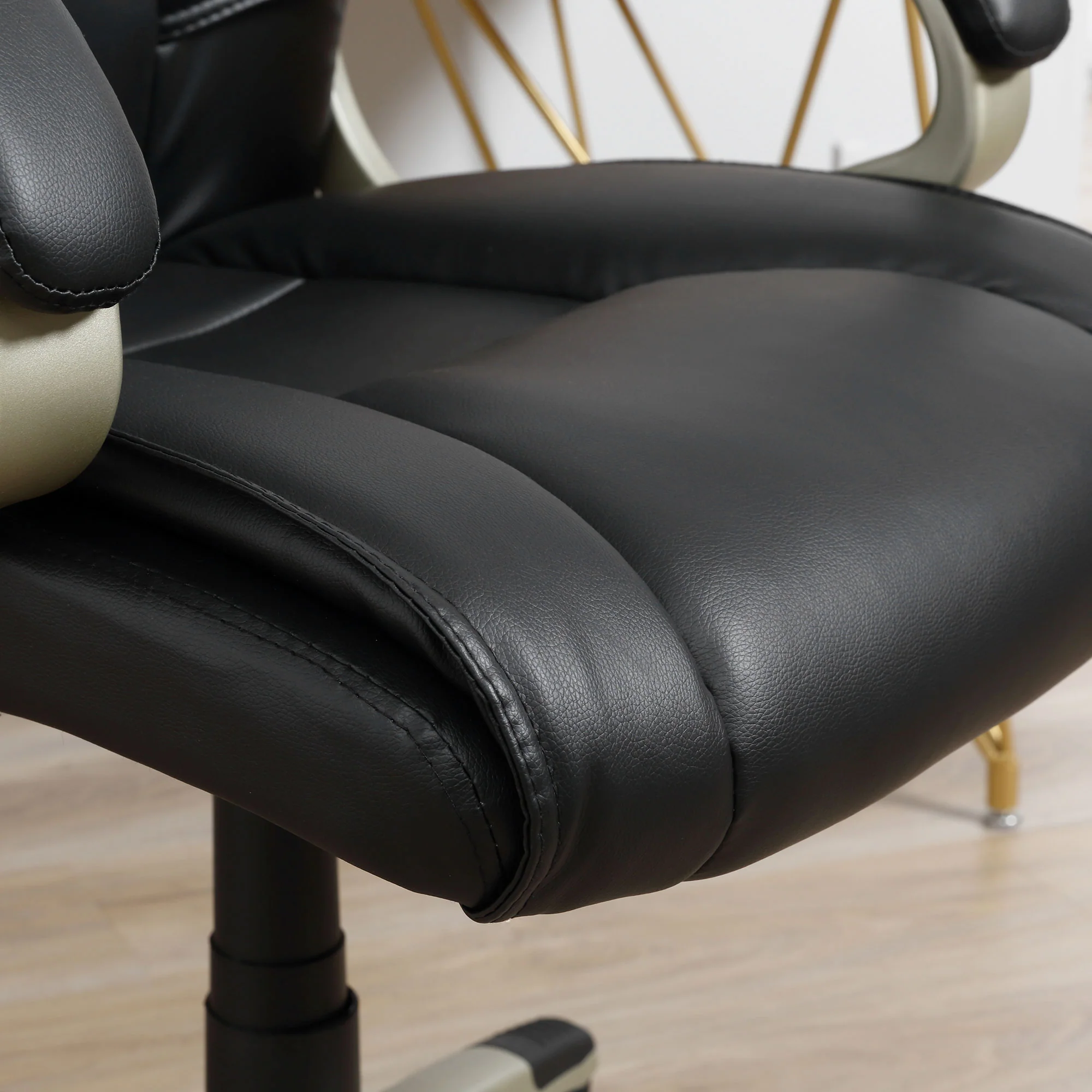 High Back Computer Office Chair, Faux Leather Swivel Desk Chair with Adjustable Height, Black - Image 11