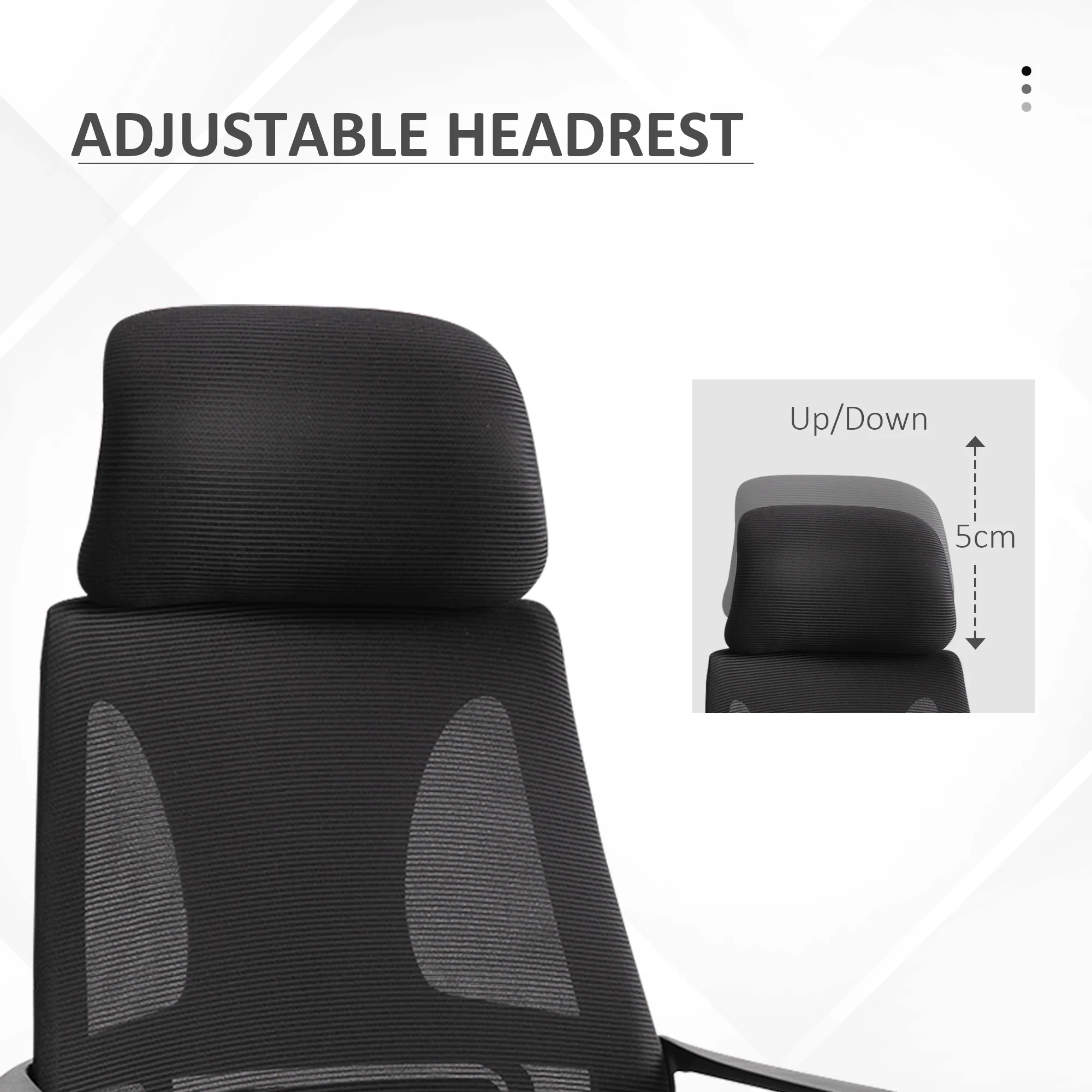 High Back Office Chair, Mesh Computer Desk Chair with Headrest & Lumbar Back Support, Black - Image 10
