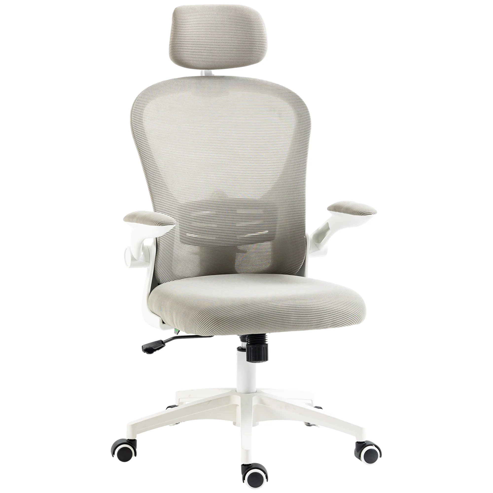 High Back Office Chair, Mesh Computer Desk Chair with 4D Lumbar Support & Flip-up Arm, Grey