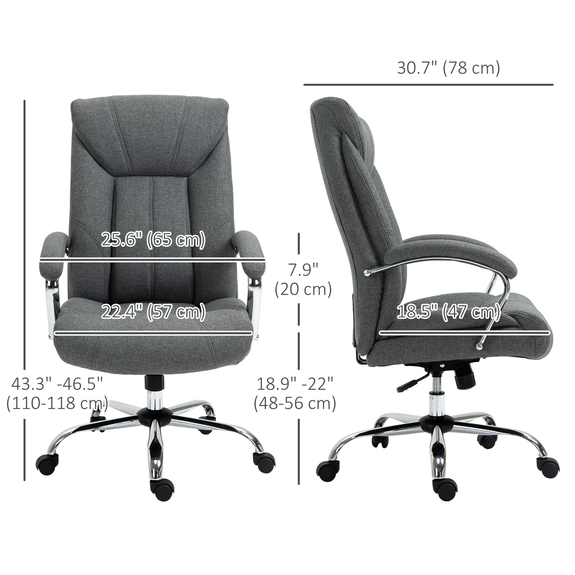 High Back Swivel Office Chair, Executive Office Chair with Arm &Adjustable Height, Grey - Image 5