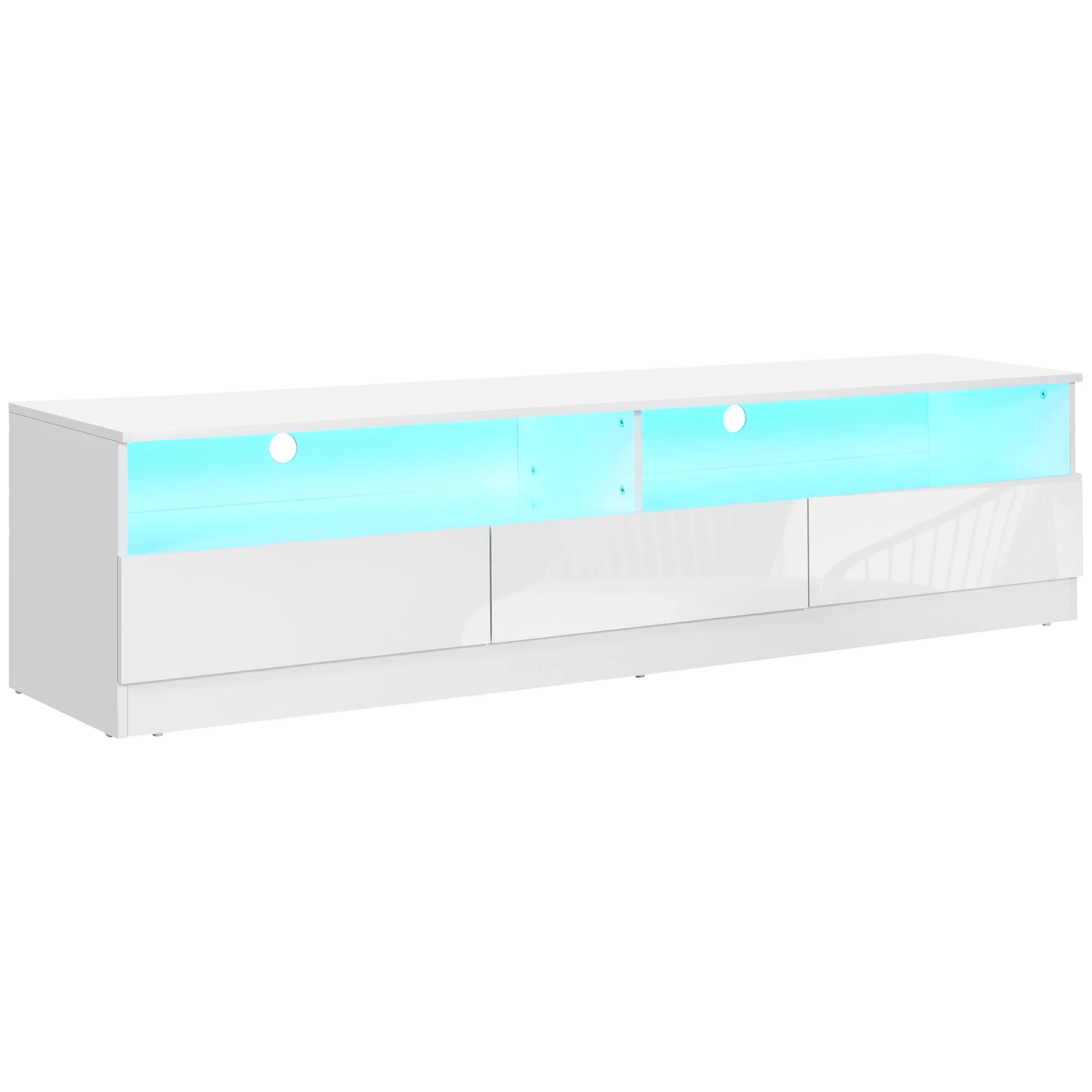 High Gloss LED TV Stand Cabinet for TVs up to 75" with Storage Unit, White