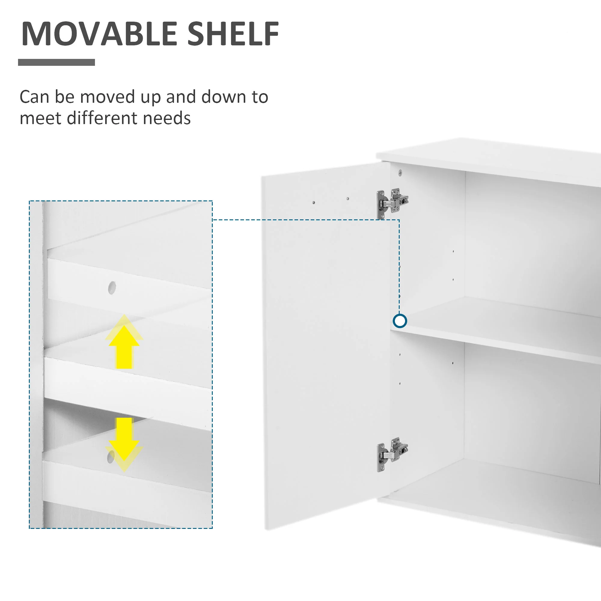 High Gloss Sideboard with 2 Drawers 3 Doors & Adjustable Shelf White - Image 7