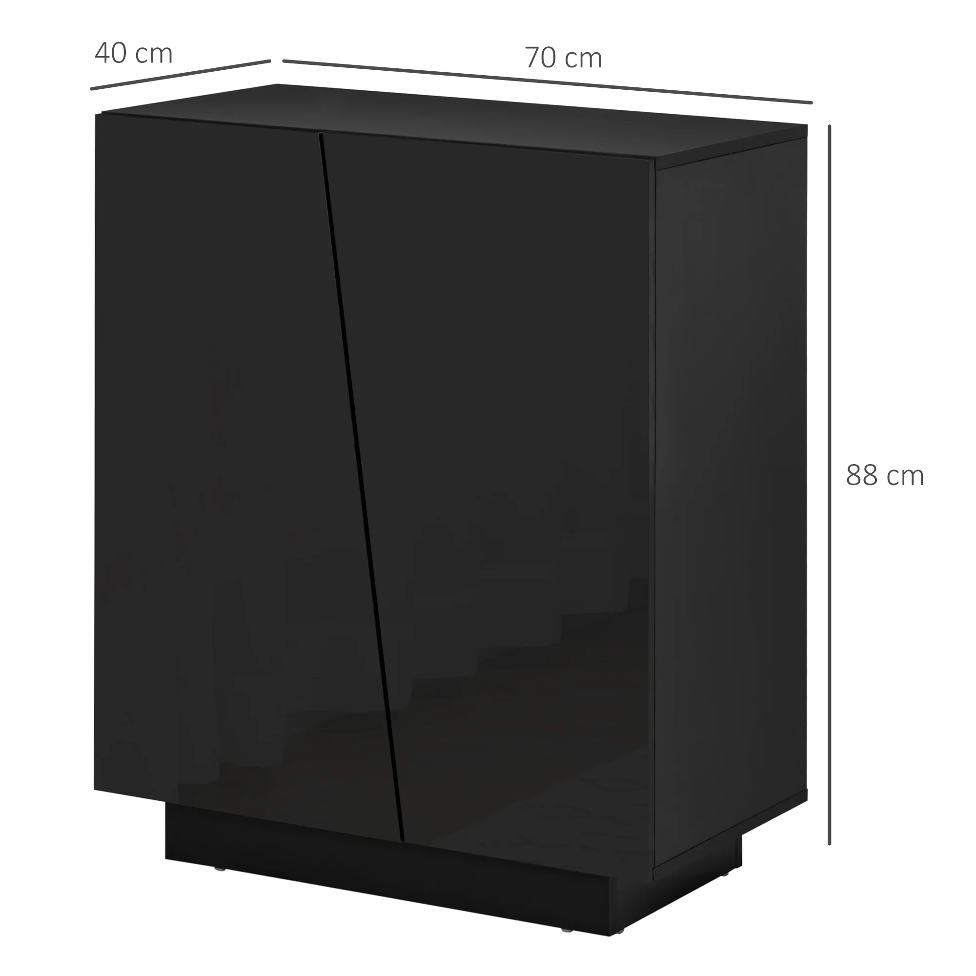 High Gloss Storage Cabinet, Freestanding Storage Cupboard with Adjustable Shelves, Black - Image 5