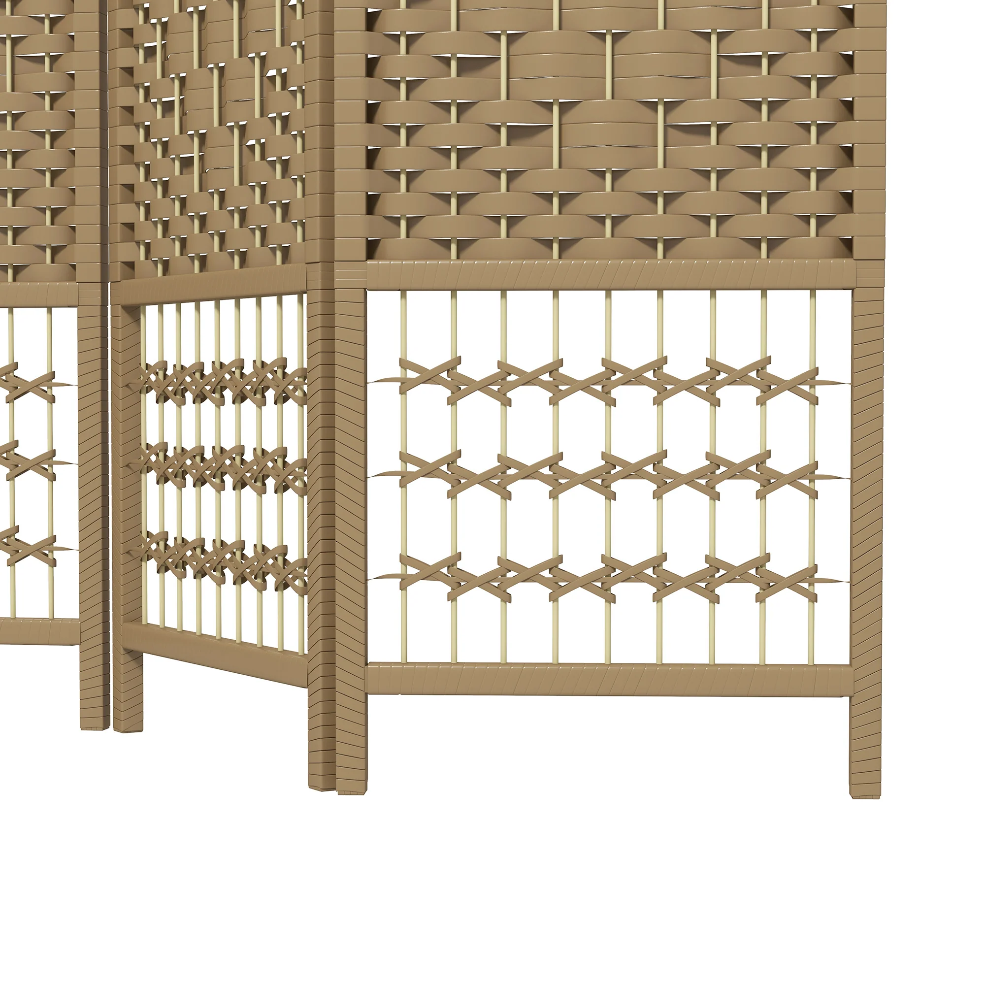 3 Panel Folding Room Divider Portable Privacy Screen Wave Fiber, Natural - Image 11