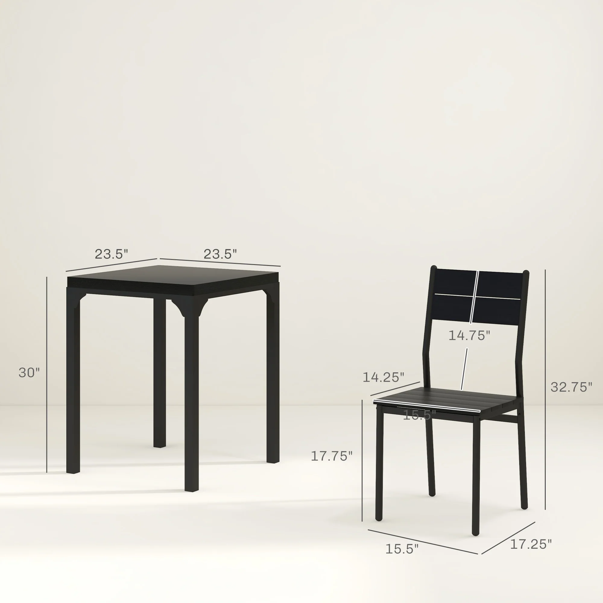 3 Piece Dining Room Set for 2, Dining Table Set for Breakfast Nook, Space Saving, Black - Image 5
