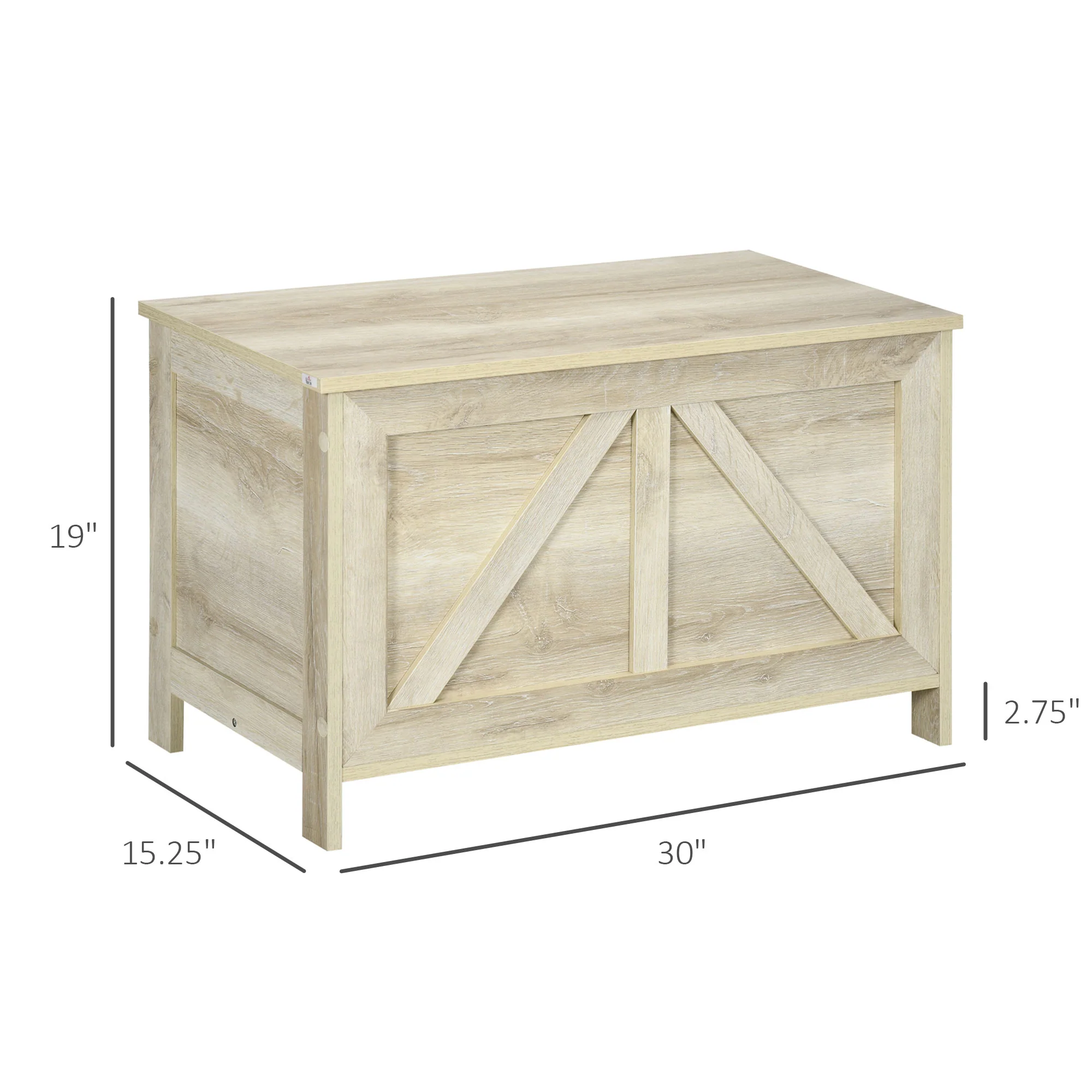 30" Farmhouse Storage Chest, Lift Top Box Organizer w/ Safety Hinge to Open Up 100°, Gray - Image 5