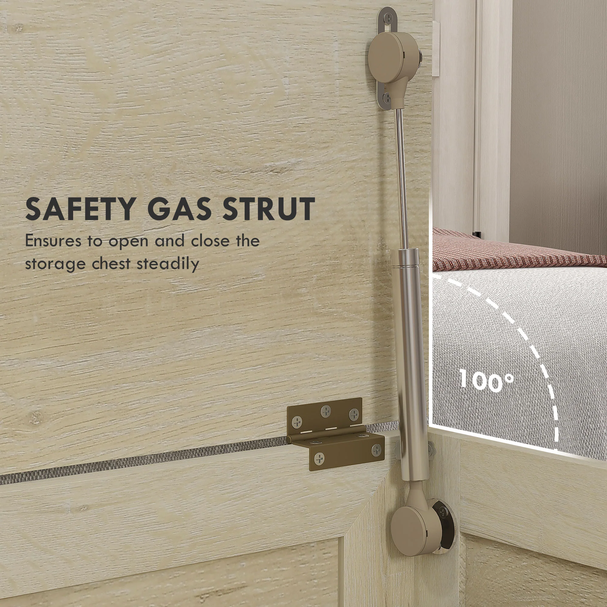 30" Farmhouse Storage Chest, Lift Top Box Organizer w/ Safety Hinge to Open Up 100°, Gray - Image 8