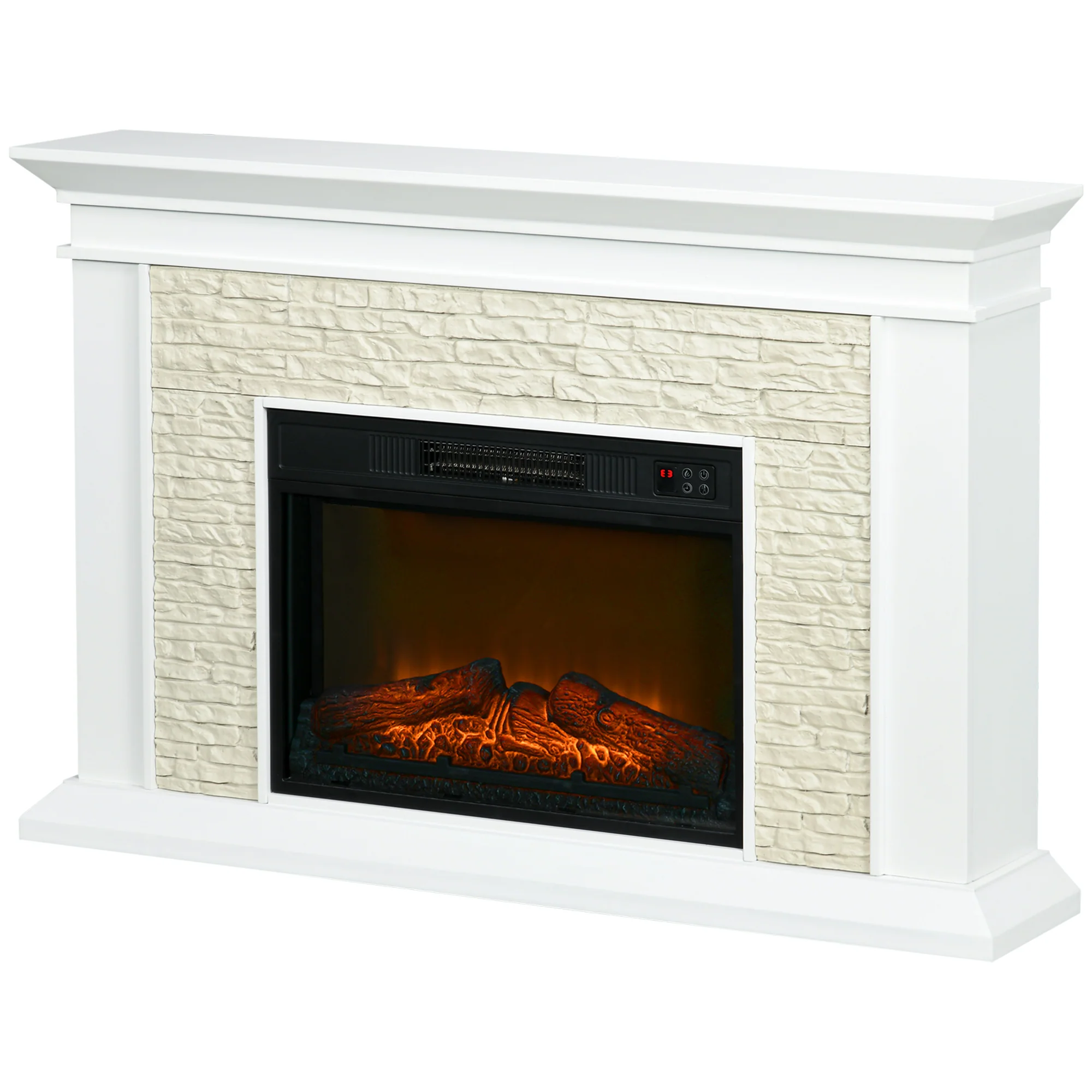 31.5" Electric Fireplace with Mantel, with Remote Control, Overheat Protection, 1400W, White - Image 2
