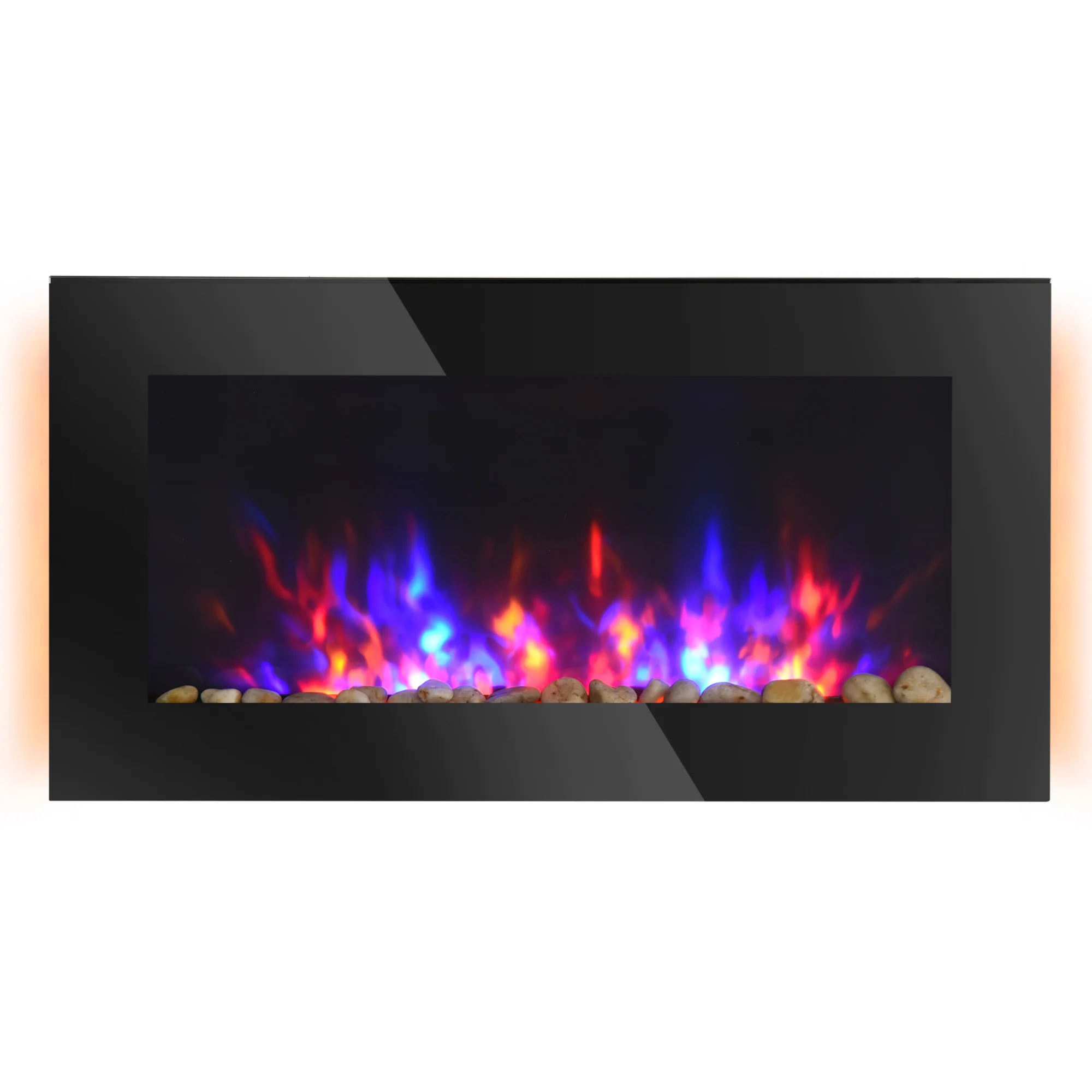36" Wall Mounted Electric Fireplace with 7 Color Light, LED Flame Effect 750W/1500W, Black - Image 2