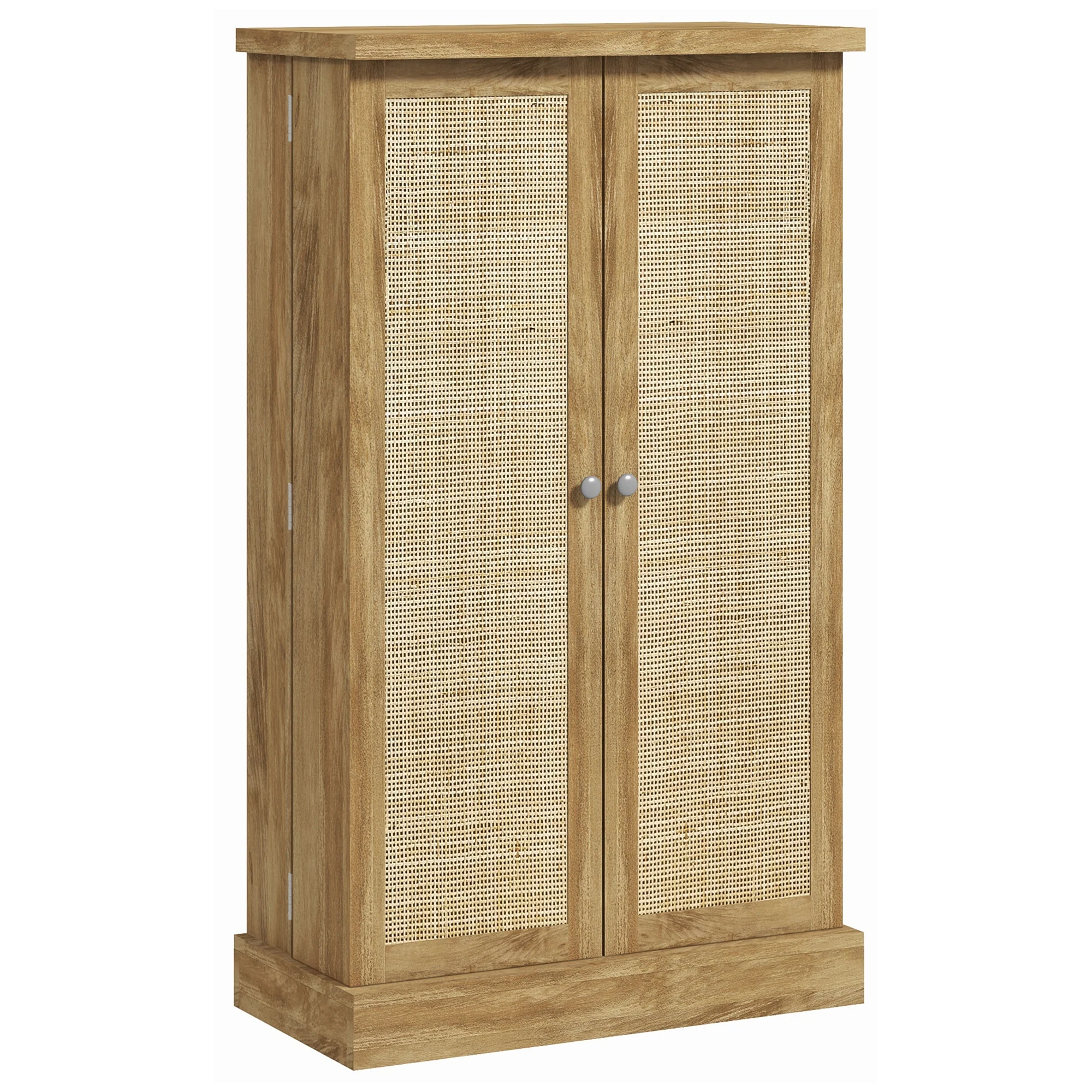 41" Rattan Kitchen Storage Cabinet with 5-Tier Shelf, 12 Spice Racks, Natural - Image 2