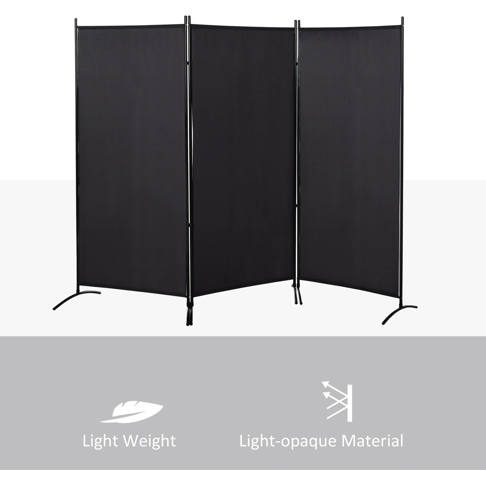 6' 3 Panel Room Divider, Indoor Privacy Screen for Home, Black - Image 10