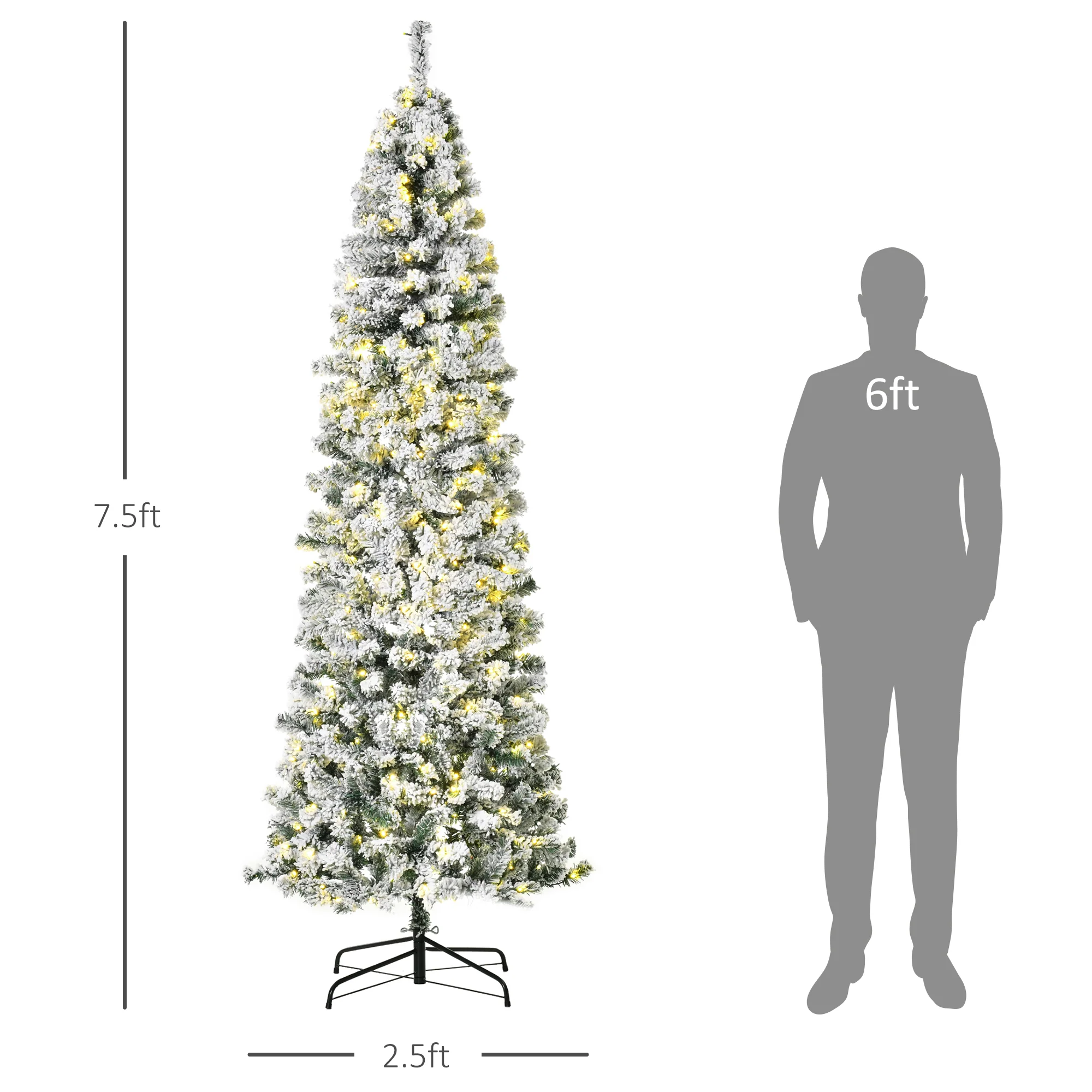 7.5 Artificial Christmas Tree with Warm White LED Light, Holiday Home Xmas Decoration, Green - Image 5