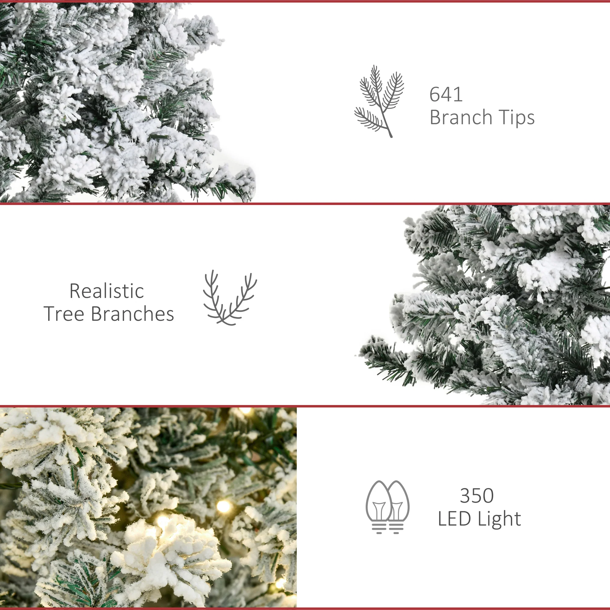 7.5 Artificial Christmas Tree with Warm White LED Light, Holiday Home Xmas Decoration, Green - Image 9