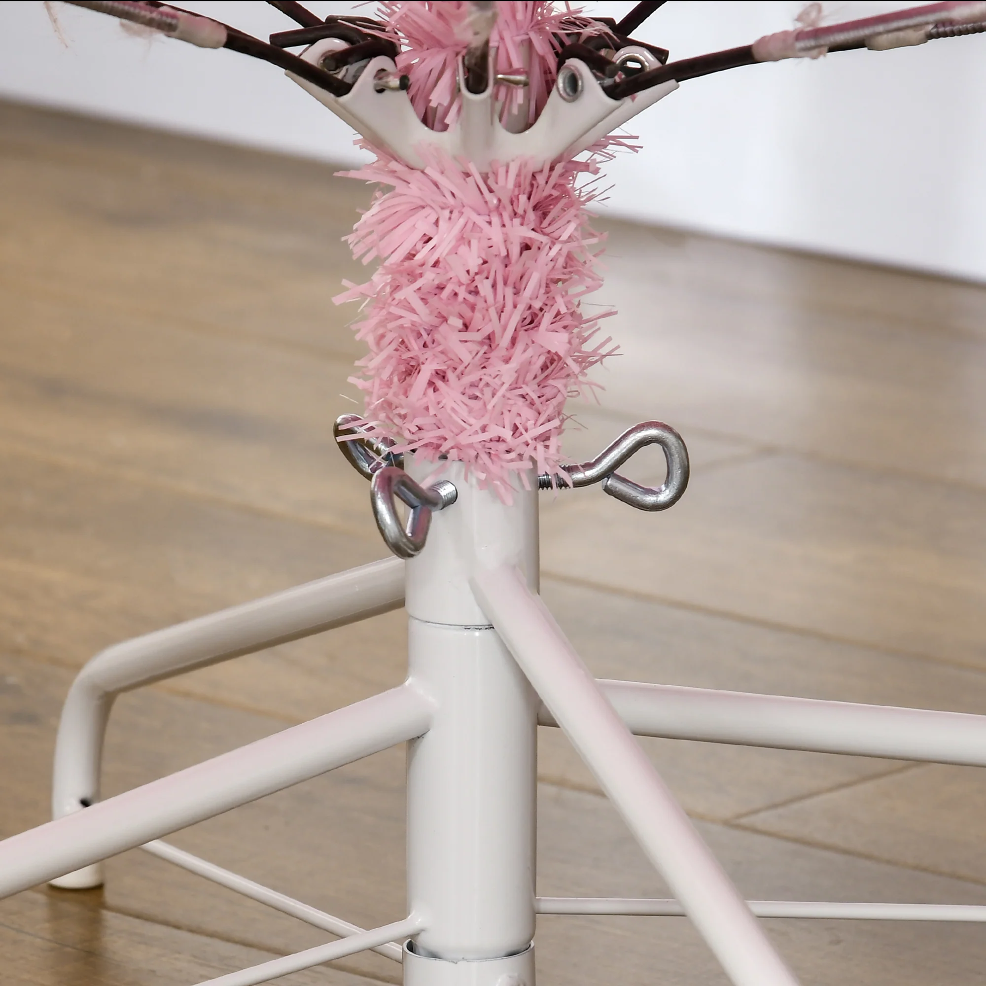 7' Artificial Pink Christmas Tree with Auto Open, Steel Base, Wide Shape - Image 10