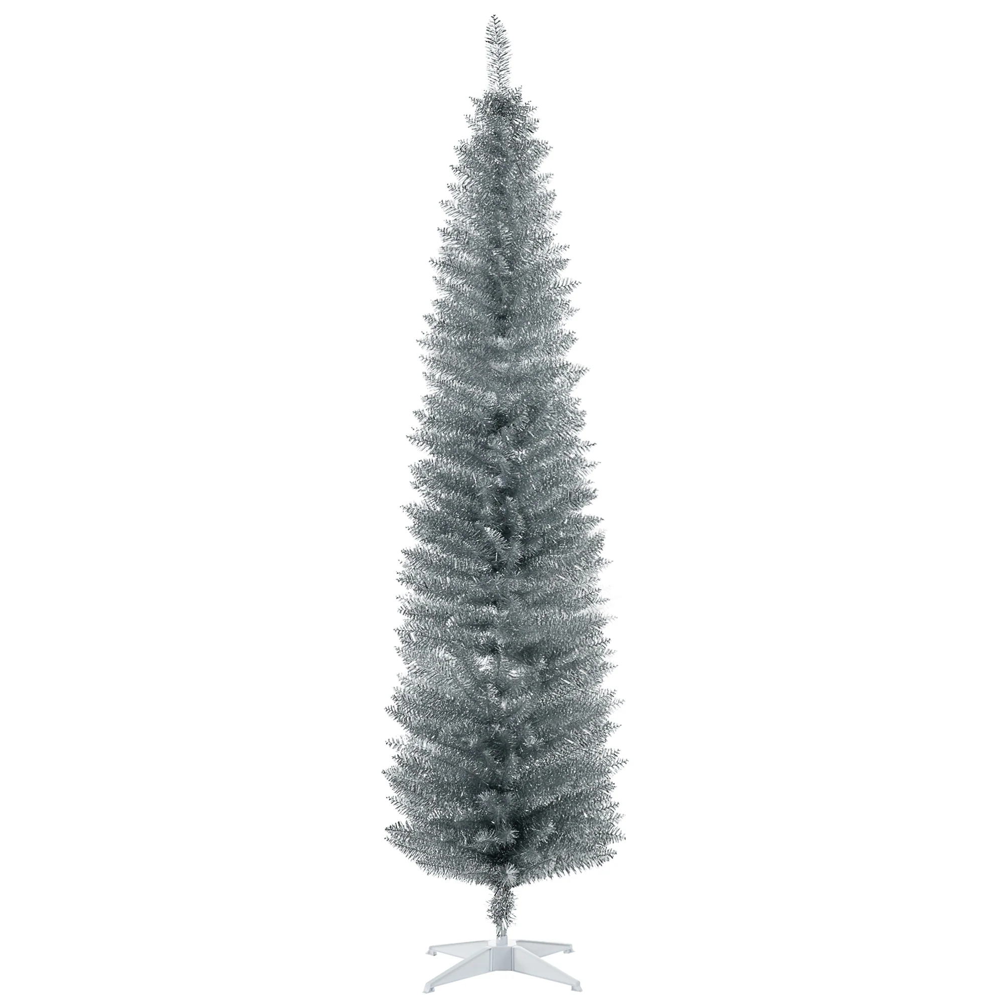 7FT Decorated Christmas Tree Pencil Tree with 499 Realistic Branch Tips and Stand Silver - Image 12