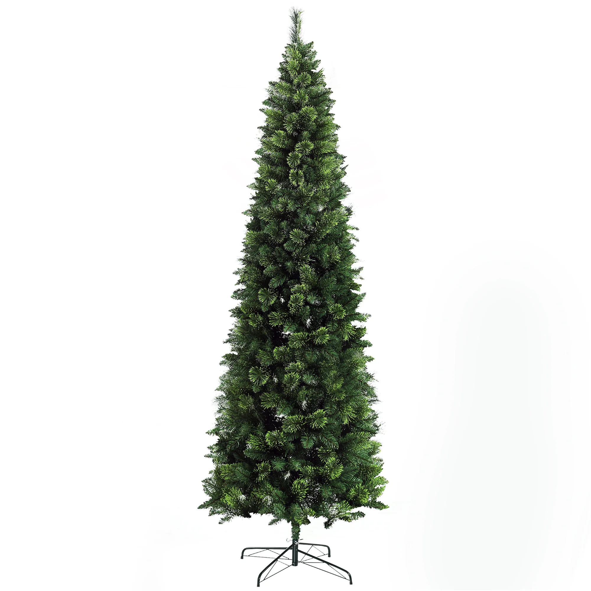 9' Artificial Pencil Christmas Trees with Auto Open, Steel Base, Pine Needles for Decoration - Image 12