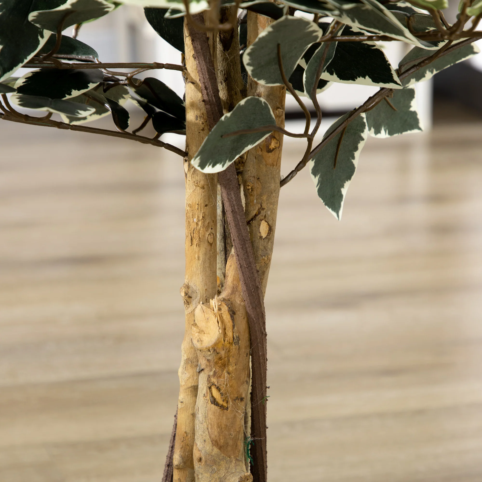 Artificial Ficus Tree in Pot, 130cm Tall Fake Plant with Lifelike Leaves and Natural Trunks, for Indoor Outdoor, Green - Image 11