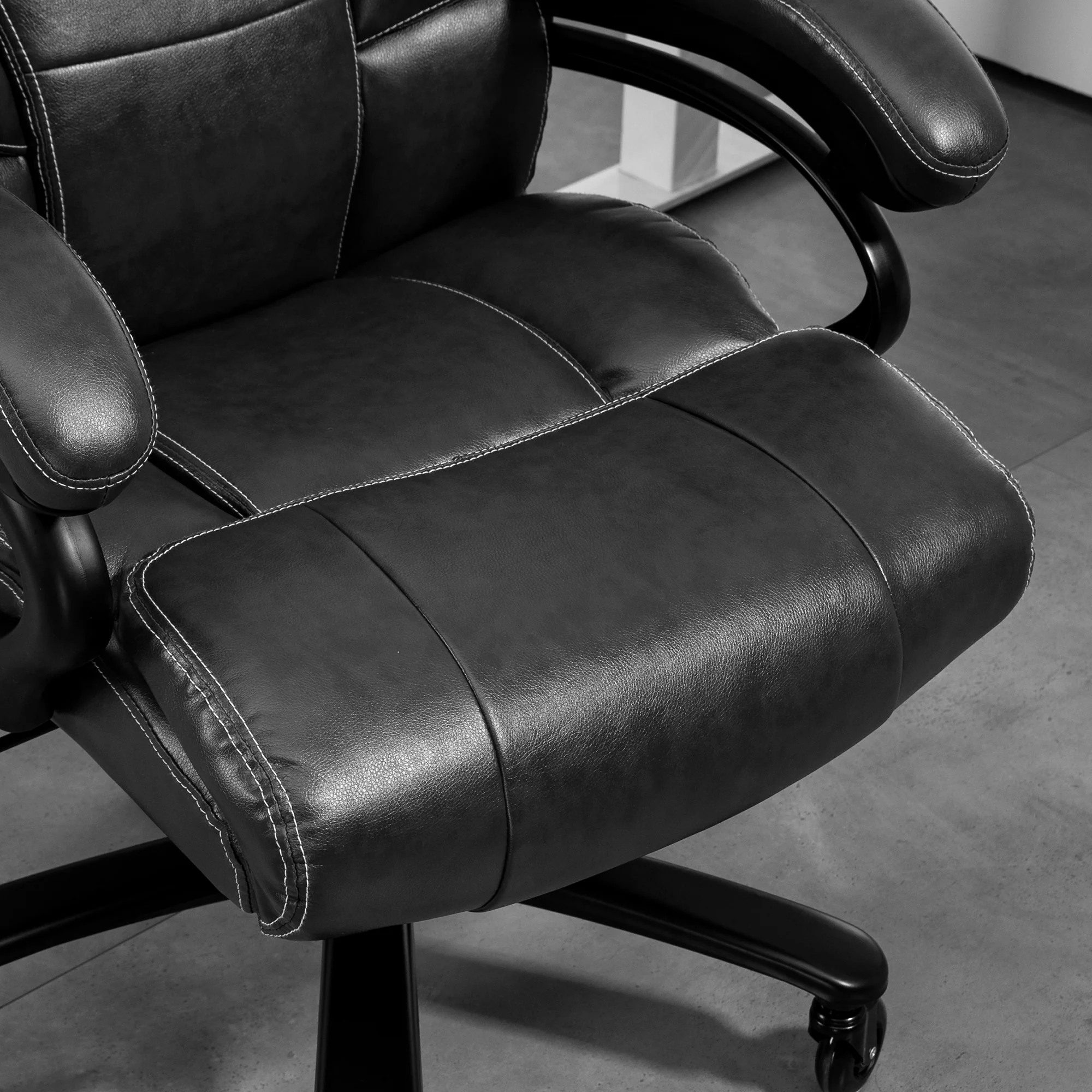 Big and Tall Office Chair w/ PU Leather & Swivel Wheels, up to 400 lbs, Black - Image 12