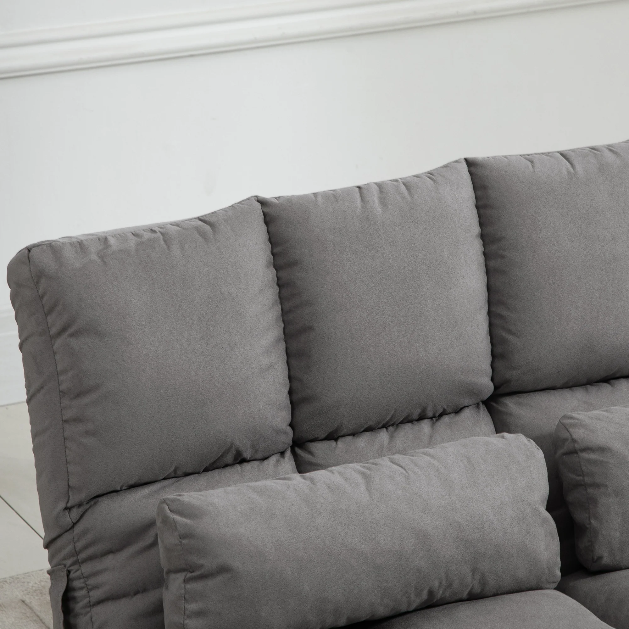Convertible Recliner Floor Sofa with Adjustable Backrest and Headrest, Dark Gray - Image 11