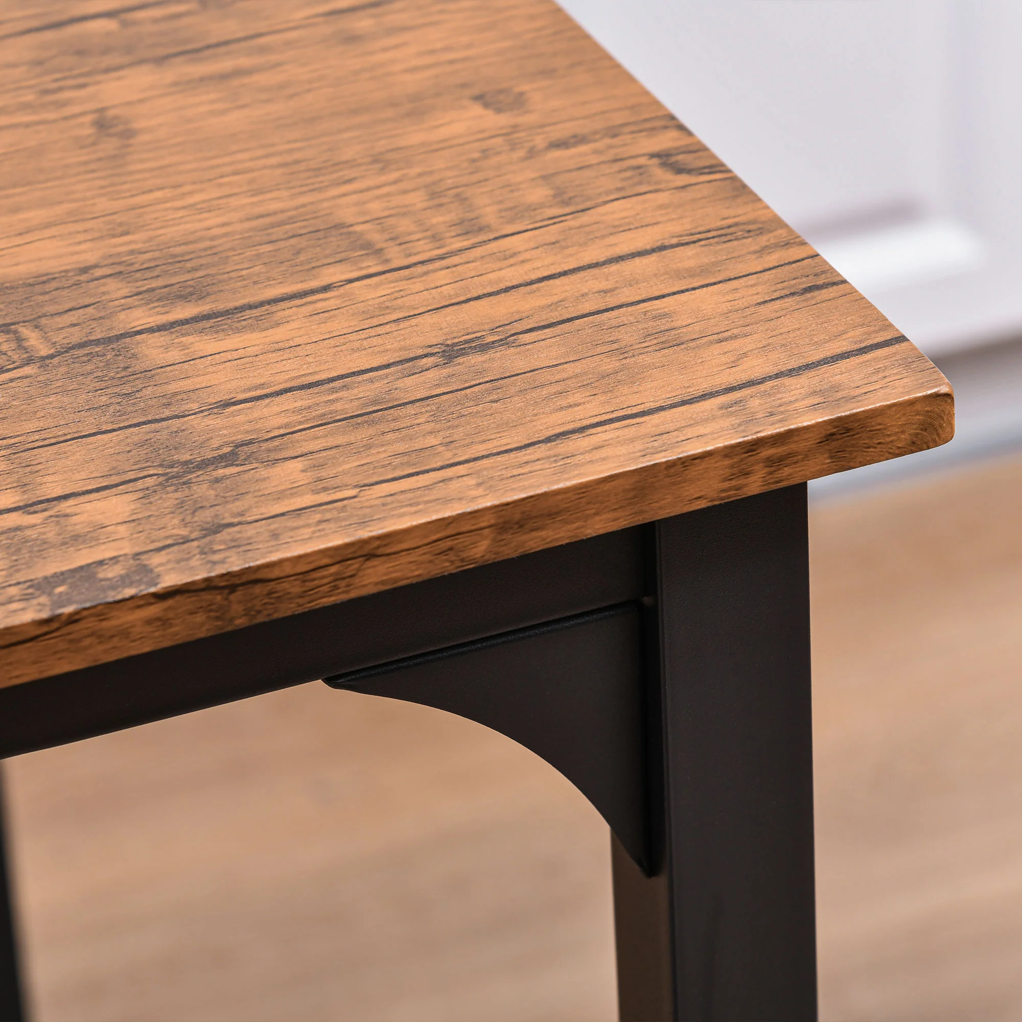 Counter Height Bar Table Set for 4, Square Kitchen Table & Chairs Set w/ Footrest, Walnut - Image 11
