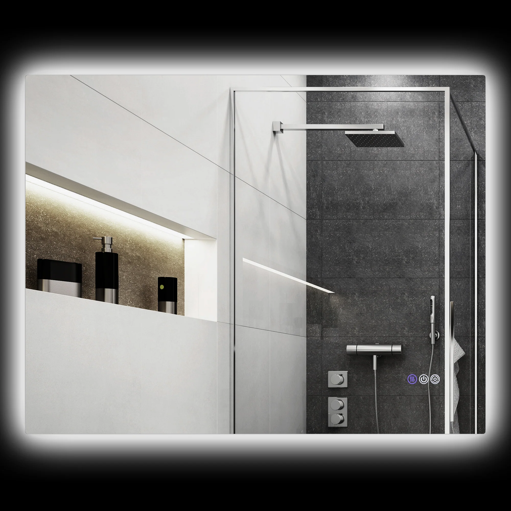 35" x 28" Dimmable Backlit LED Bathroom Mirror with Anti-Fog, Memory, Infinite Color Temperature