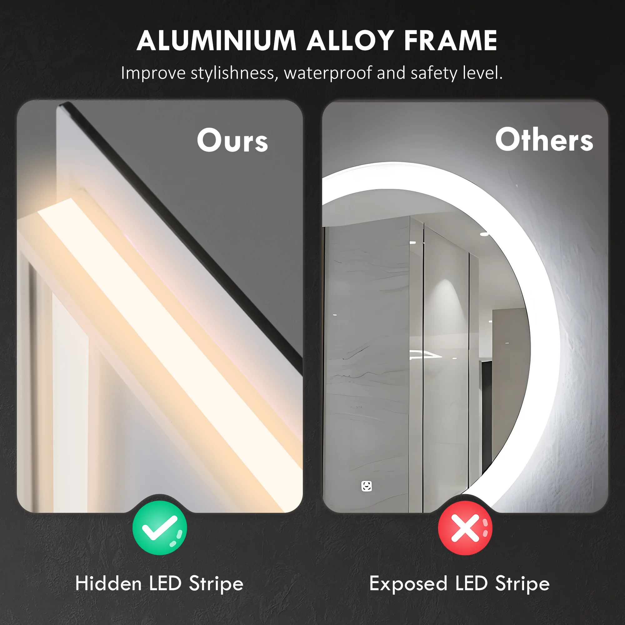 35" x 28" Dimmable Backlit LED Bathroom Mirror with Anti-Fog, Memory, Infinite Color Temperature - Image 10