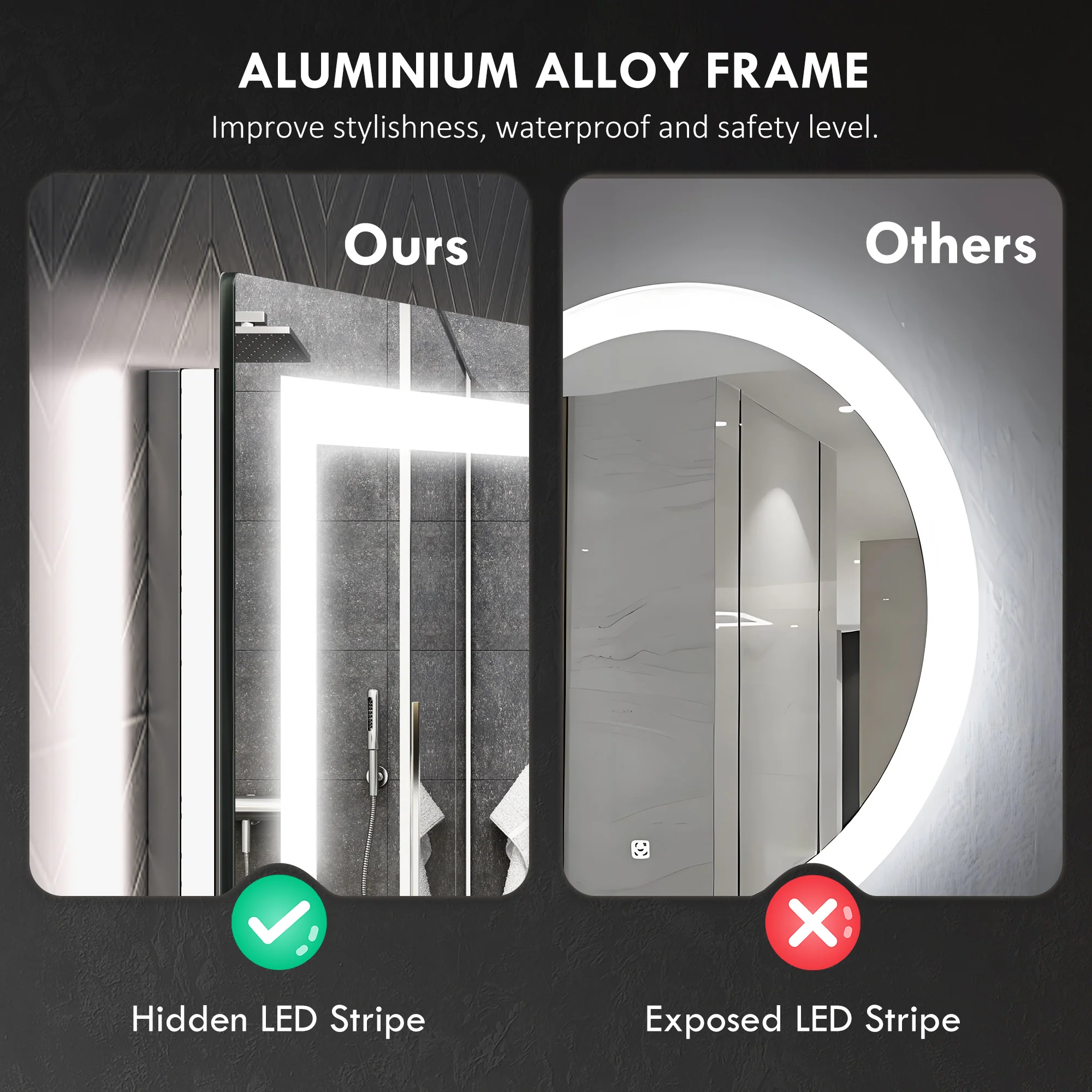 35x28 Dimmable LED Bathroom Mirror Infinite Color Temp BackFront Lit - Image 10