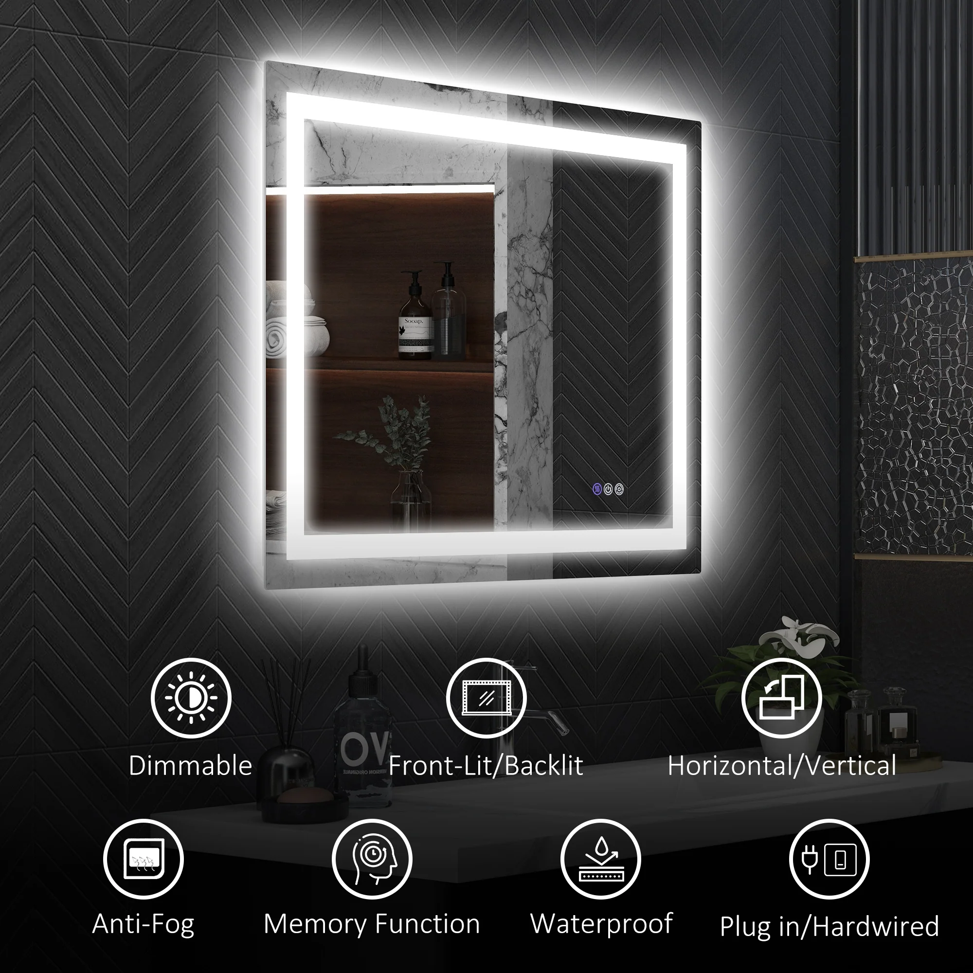 35x28 Dimmable LED Bathroom Mirror Infinite Color Temp BackFront Lit - Image 11