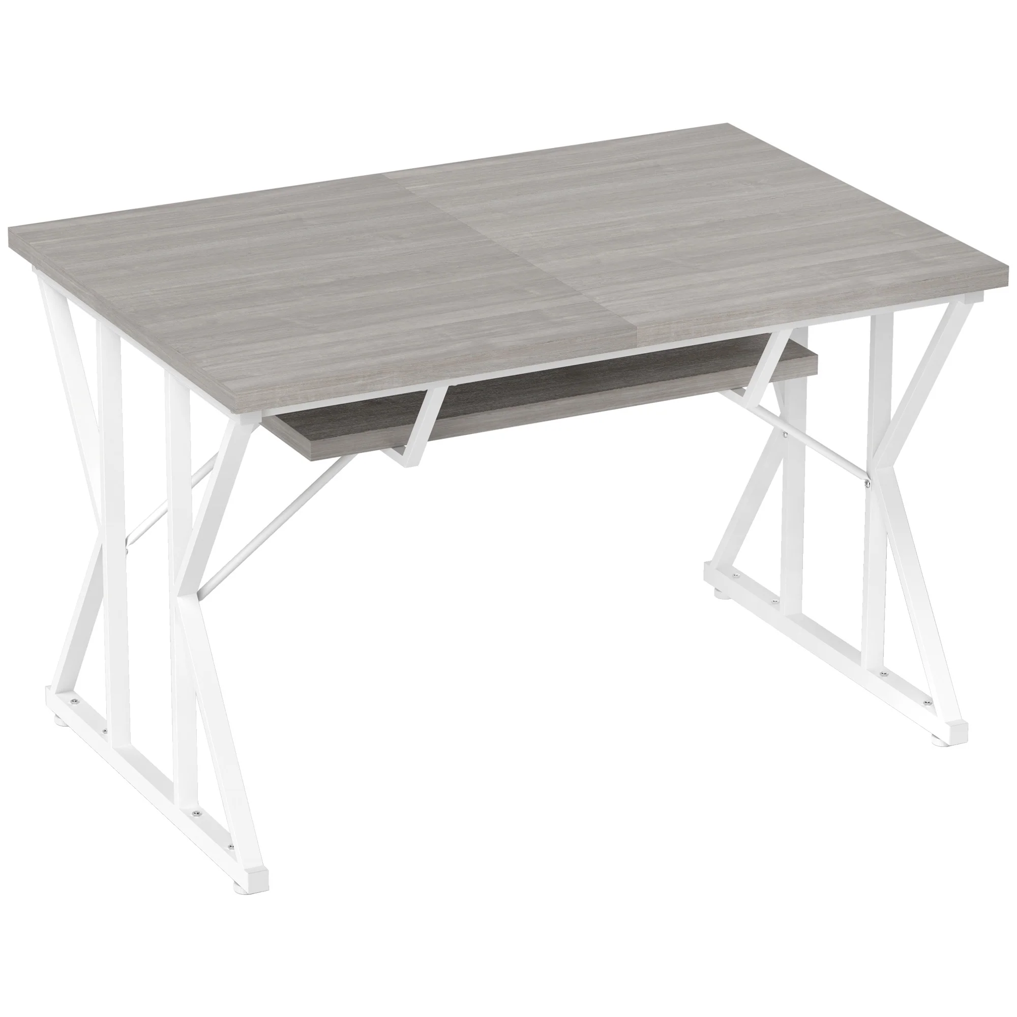 63"-47" Extendable Farmhouse Dining Table for 4-6 with Trestle Base, Gray - Image 12