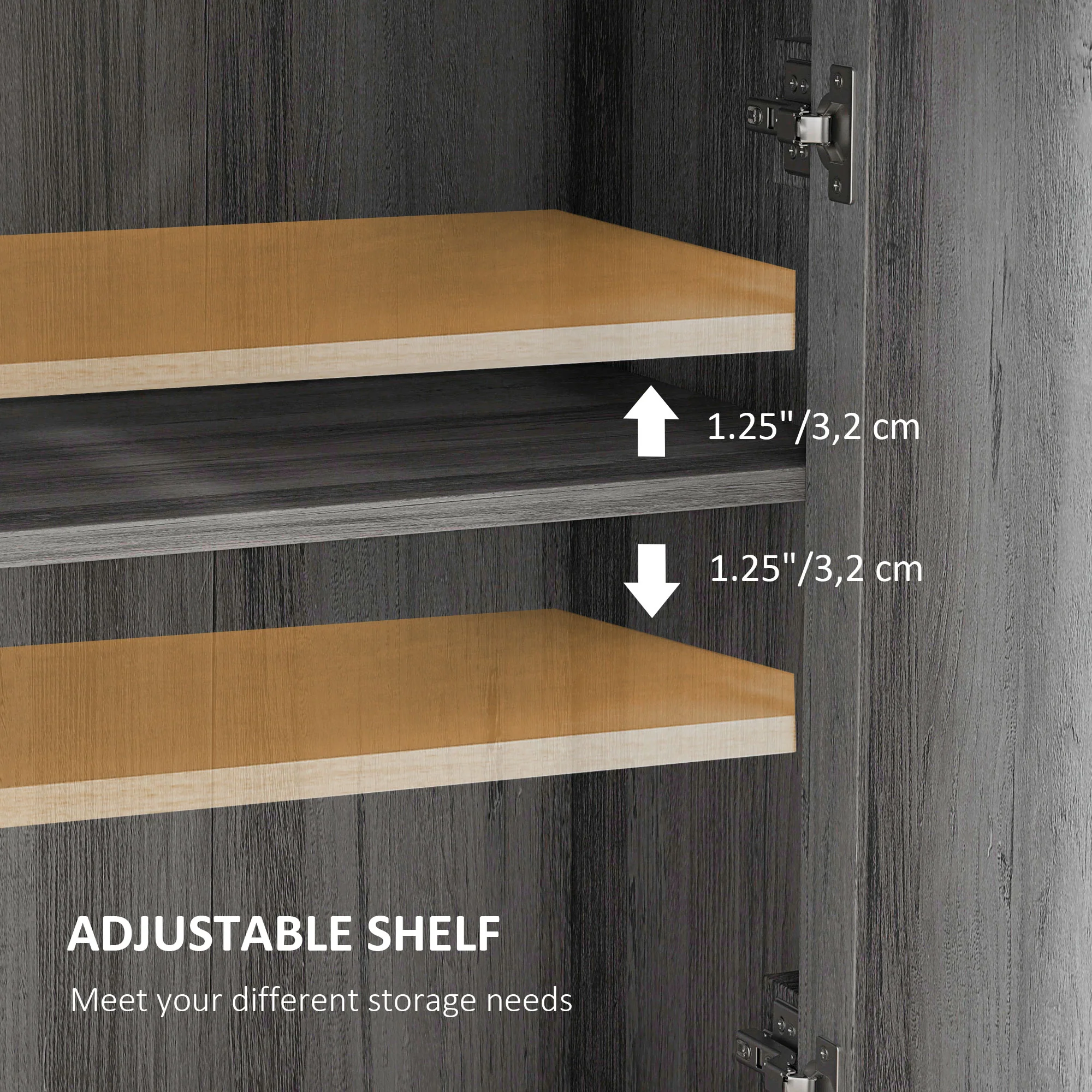 Farmhouse Sideboard Storage Cabinet with Doors and Drawer, 23.5"x11.75"x34.5", Gray - Image 7