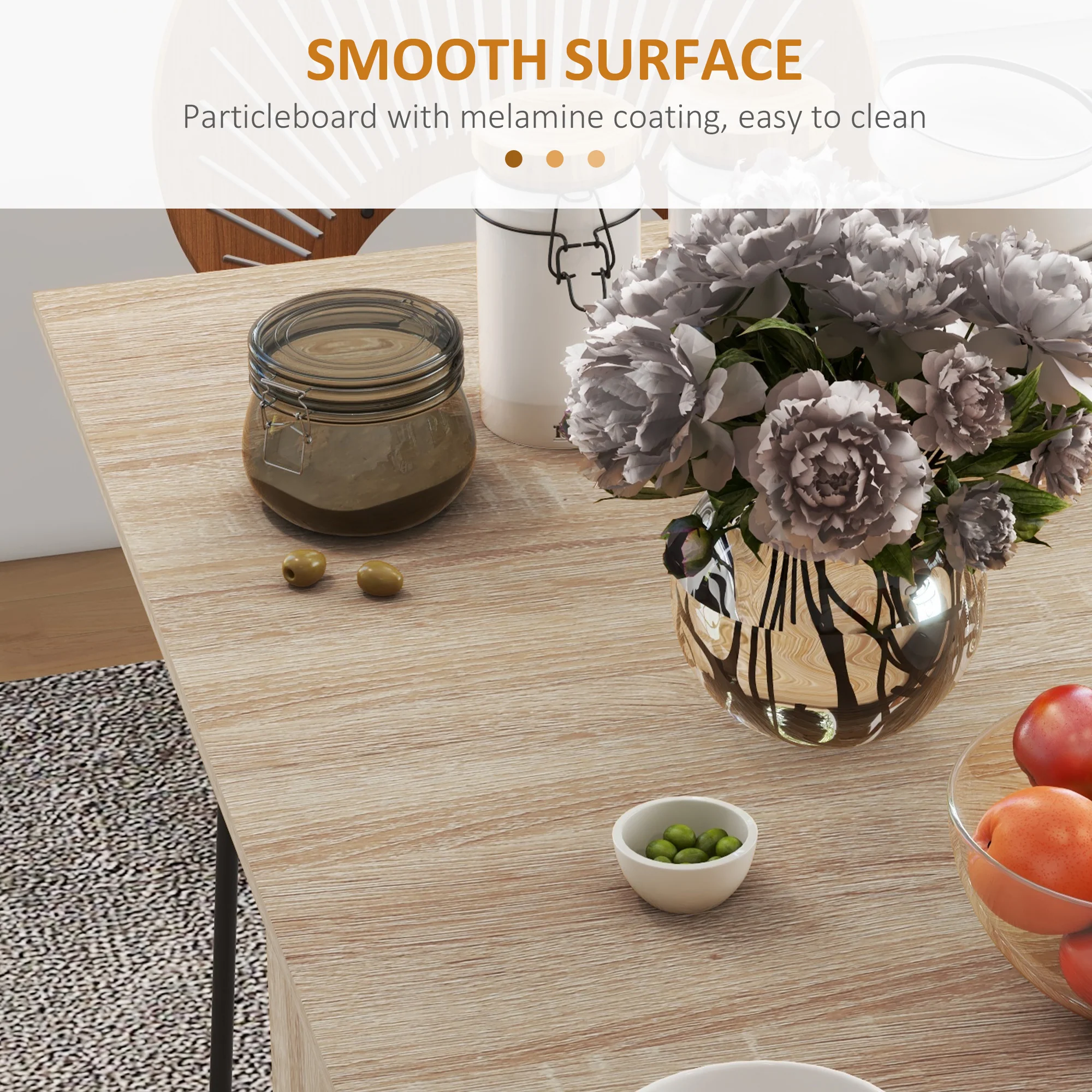 Folding Dining Table, Drop Leaf Table for Small Spaces with Rolling Casters, Natural - Image 9